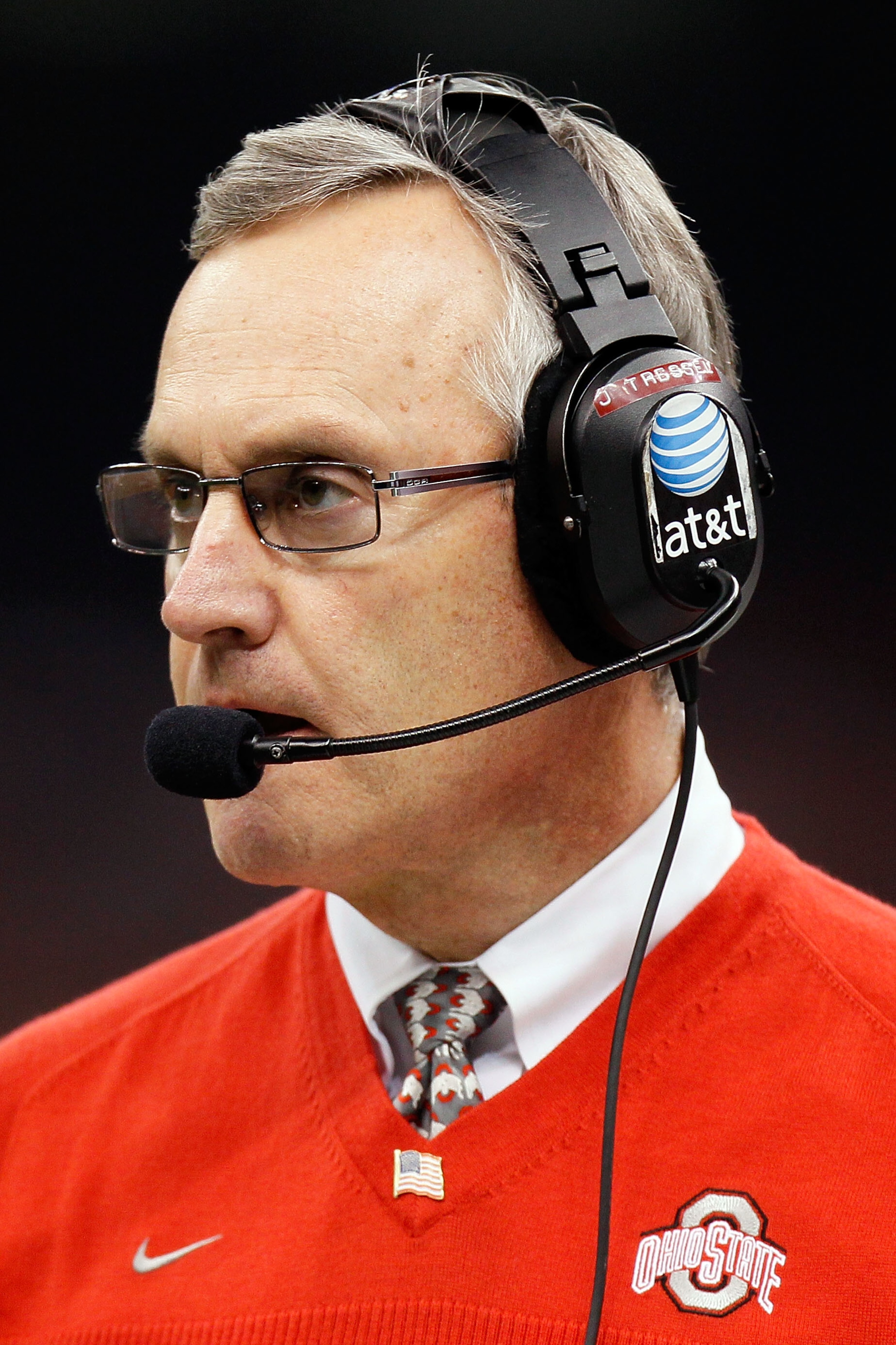 NEW ORLEANS, LA - JANUARY 04: Head coach Jim Tressel of the Ohio State Buckeyes looks on in the second half against the Arkansas Razorbacks during the Allstate Sugar Bowl at the Louisiana Superdome on January 4, 2011 in New Orleans, Louisiana. (Photo by NEW ORLEANS, LA - JANUARY 04: Head coach Jim Tressel of the Ohio State Buckeyes looks on in the second half against the Arkansas Razorbacks during the Allstate Sugar Bowl at the Louisiana Superdome on January 4, 2011 in New Orleans, Louisiana. (Photo by