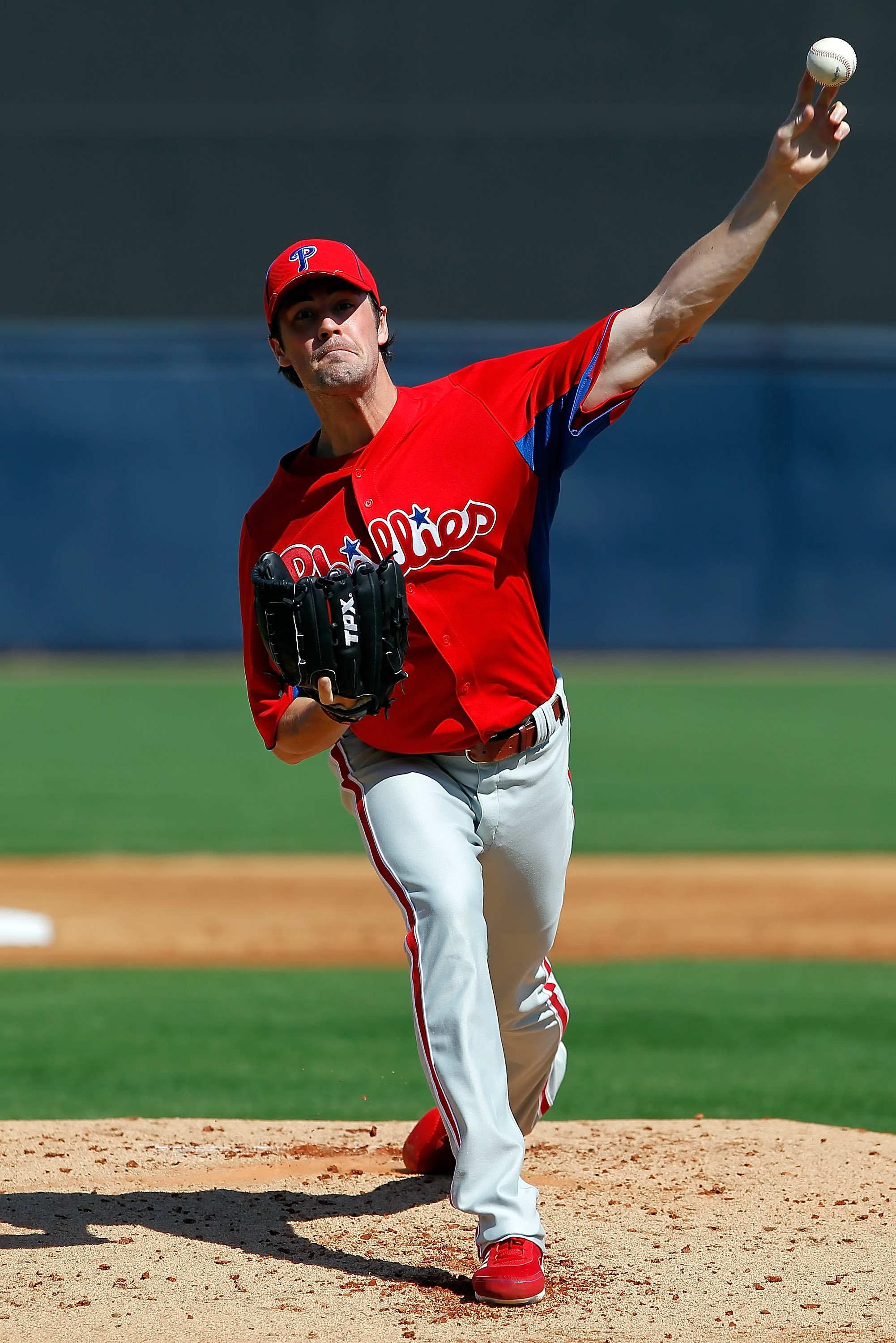 Pitcher Cole Hamels #35 of the Texas Rangers watches the New York