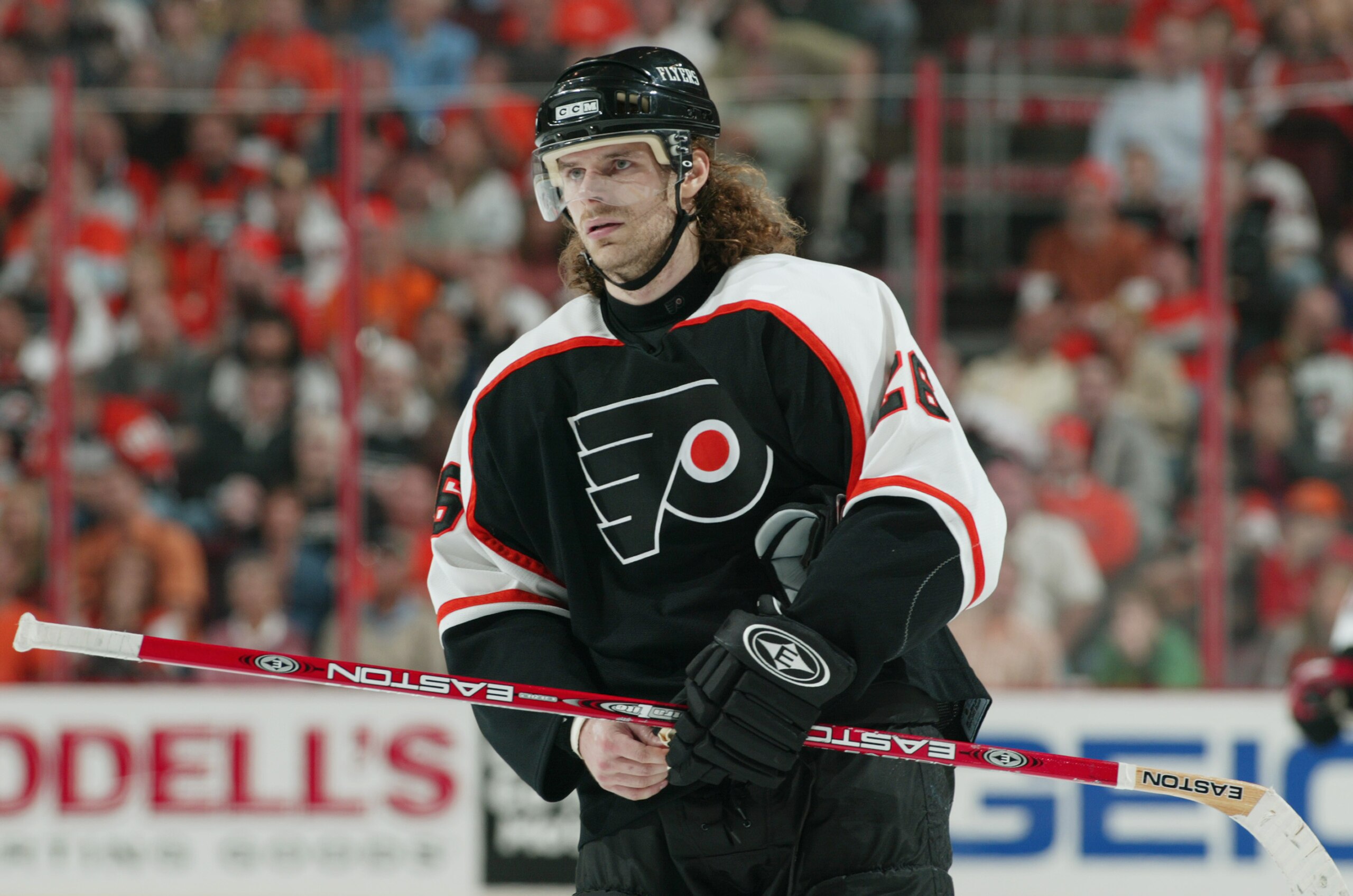 PHILADELPHIA - April 28:  Michal Handzus #26 of the Philadelphia Flyers looks on against the Buffalo Sabres in game four of the Eastern Conference Quarterfinals during the 2006 NHL Stanley Cup Playoffs on April 28, 2006 at the Wachovia Center in Philadelp