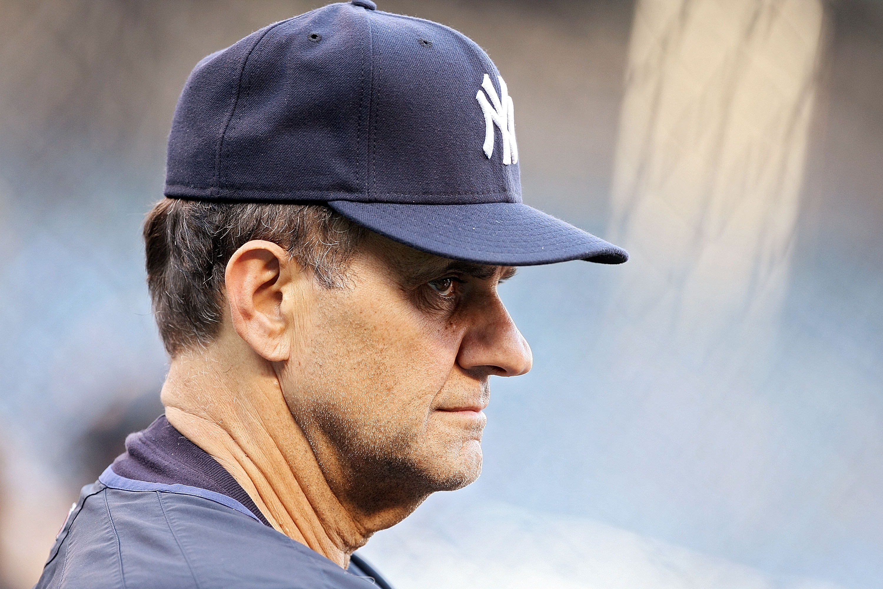 NEW YORK - OCTOBER 07:  Manager Joe Torre of the New York Yankees looks on during batting practice before Game Three of the American League Division Series against the Cleveland Indians at Yankee Stadium on October 7, 2007 in the Bronx borough of New York