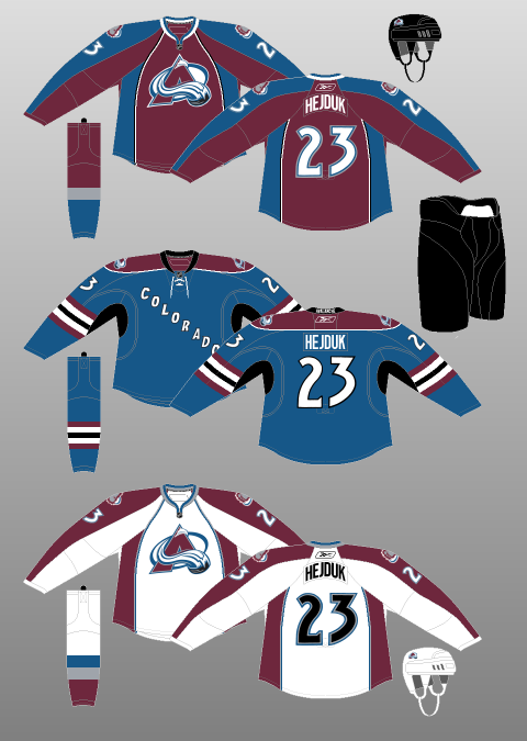 NHL Colorado Avalanche 1995-96 uniform and jersey original art