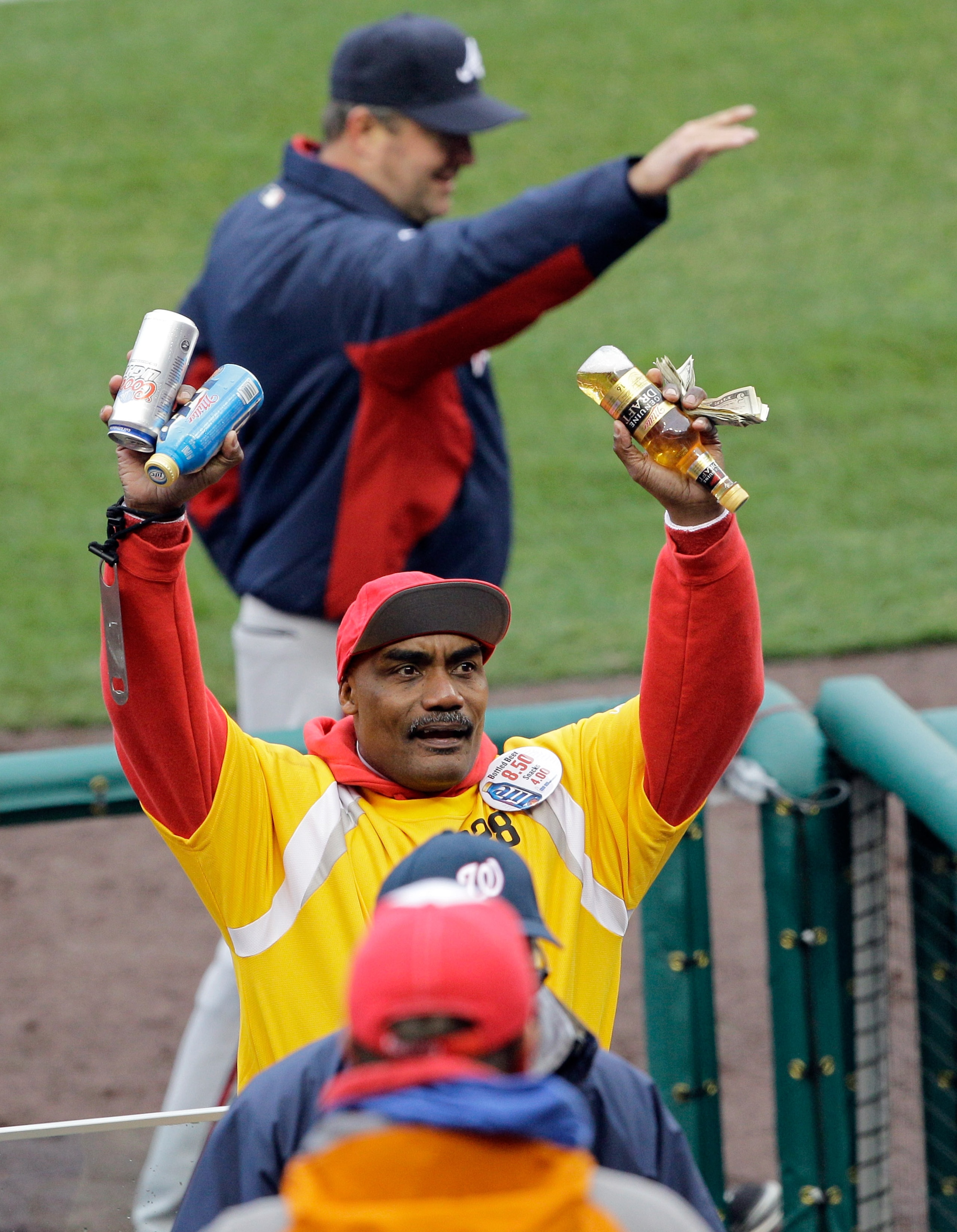 WASHINGTON, DC - MARCH 31:  A vendor sells beer during the Atlanta Braves and Washington Nationals baseball game on opening day at Nationals Park on March 31, 2011 in Washington, DC.  (Photo by Rob Carr/Getty Images)
