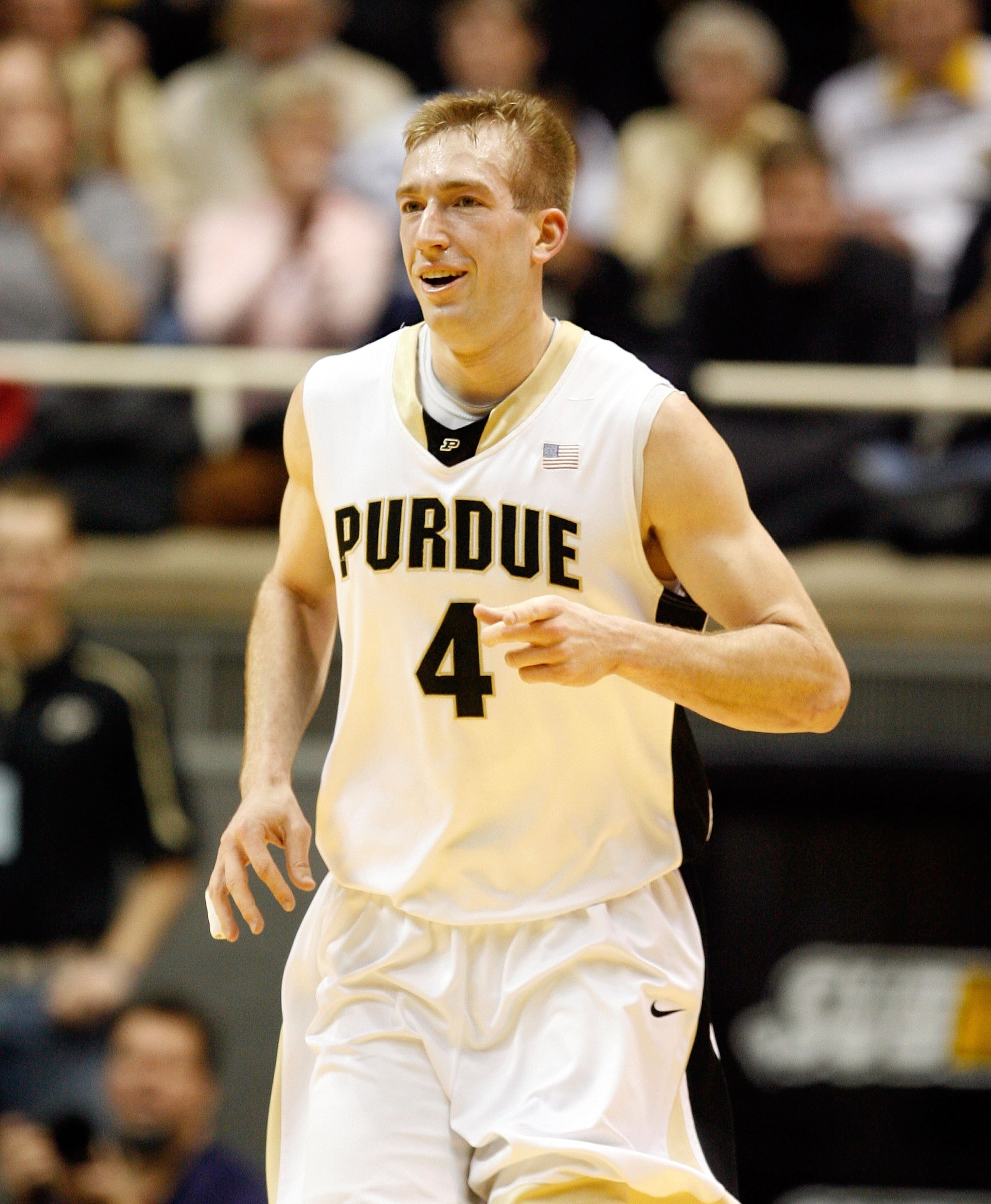WEST LAFAYETTE, IN - JANUARY 12: Robbie Hummel #4 of the Purdue Boilermakers runs during the Big Ten game against the Ohio State Buckeyes at Mackey Arena on January 12, 2010 in West Lafayette, Indiana. Ohio State won 70-66. (Photo by Andy Lyons/Getty Im WEST LAFAYETTE, IN - JANUARY 12: Robbie Hummel #4 of the Purdue Boilermakers runs during the Big Ten game against the Ohio State Buckeyes at Mackey Arena on January 12, 2010 in West Lafayette, Indiana. Ohio State won 70-66. (Photo by Andy Lyons/Getty Im