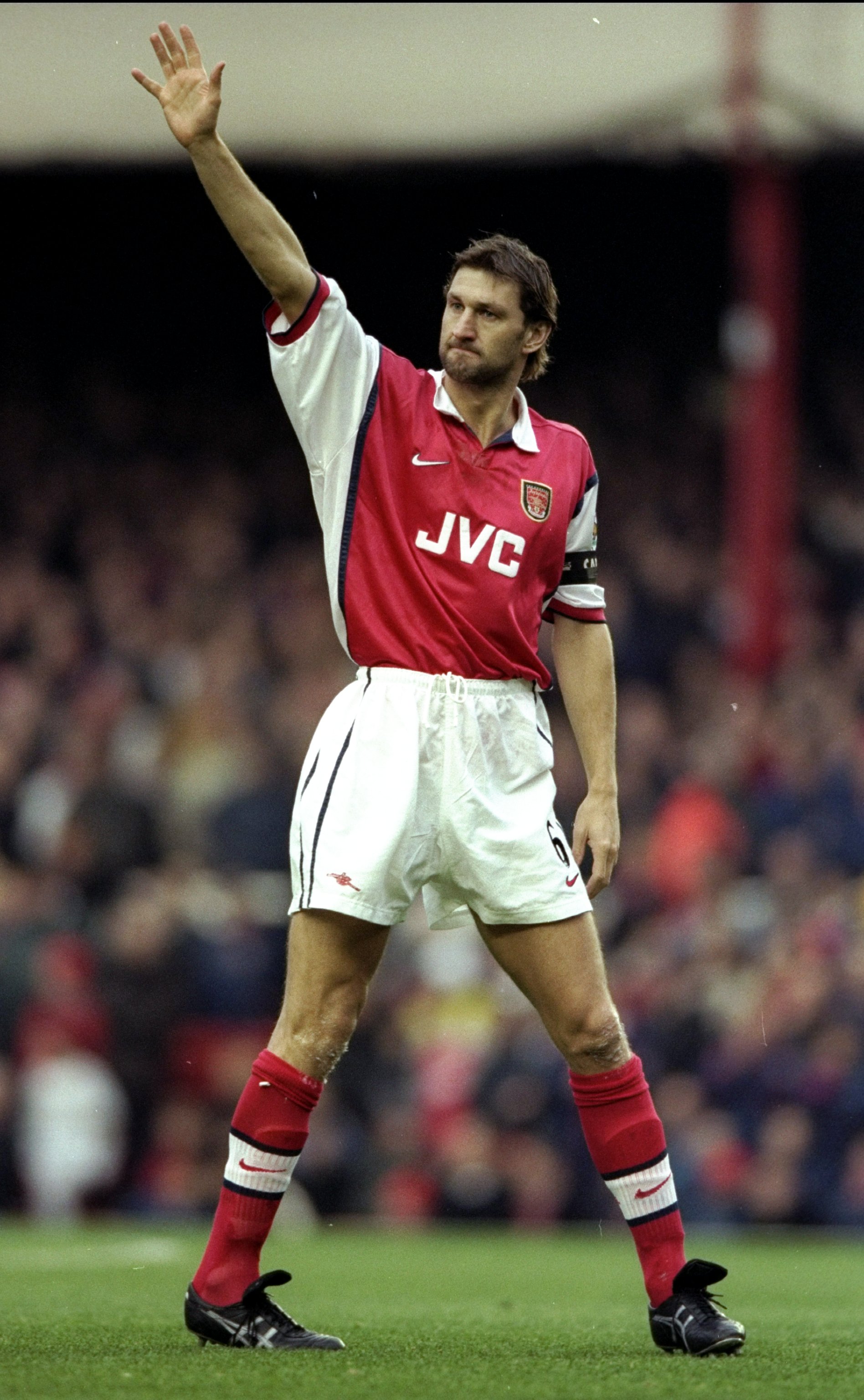 14 Nov 1998:  Tony Adams the Arsenal captain in action during the FA Carling Premiership match against Tottenham Hotspurs at Highbury in London, England. The game ended without a goal 0-0. \ Mandatory Credit: Shaun Botterill /Allsport