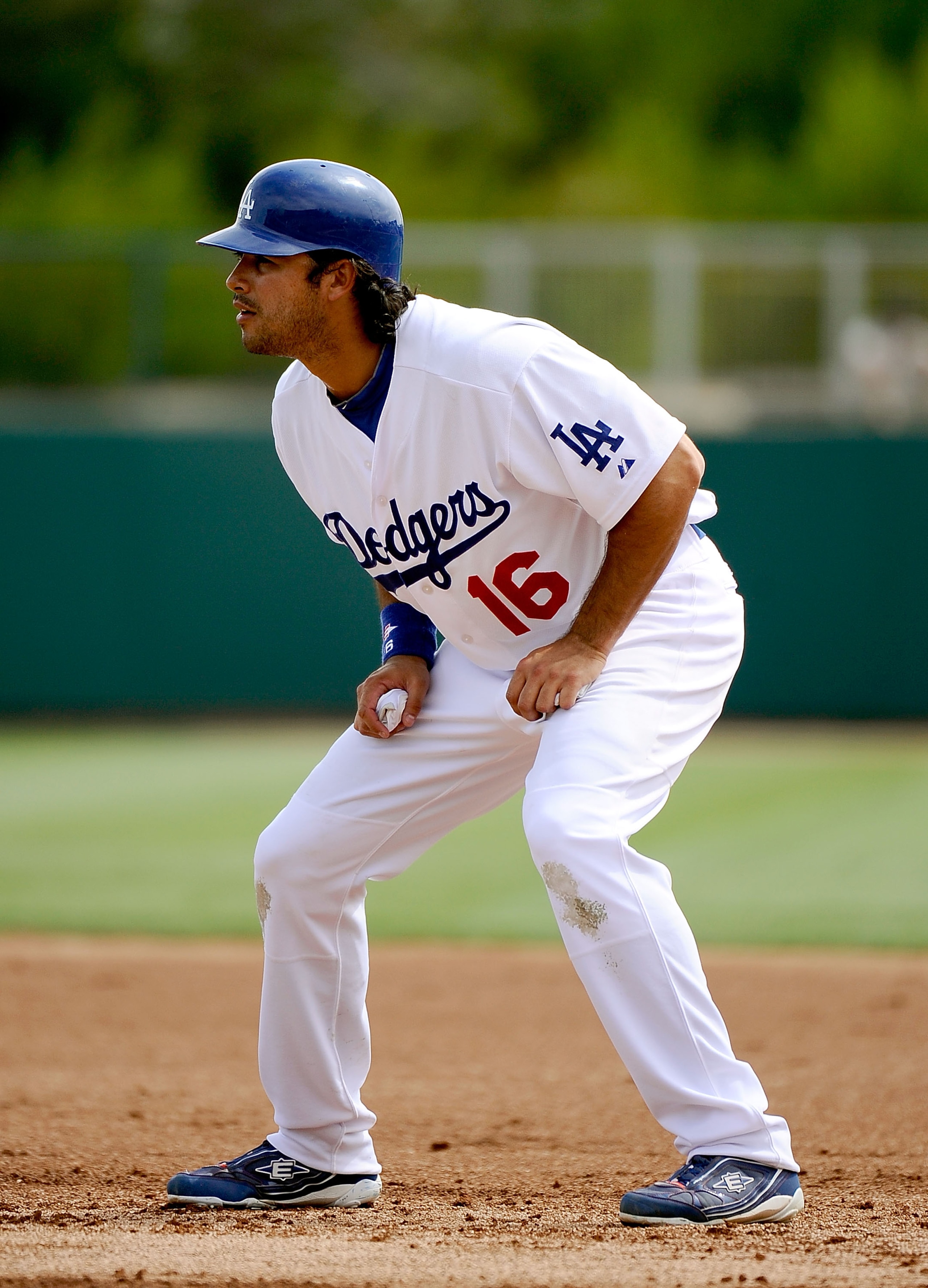 GLENDALE, AZ - MARCH 15:  Andre Ethier #16 of the Los Angeles Dodgers plays in the spring training baseball game against the Texas Rangers at Camelback Ranch on March 15, 2011 in Glendale, Arizona.  (Photo by Kevork Djansezian/Getty Images)