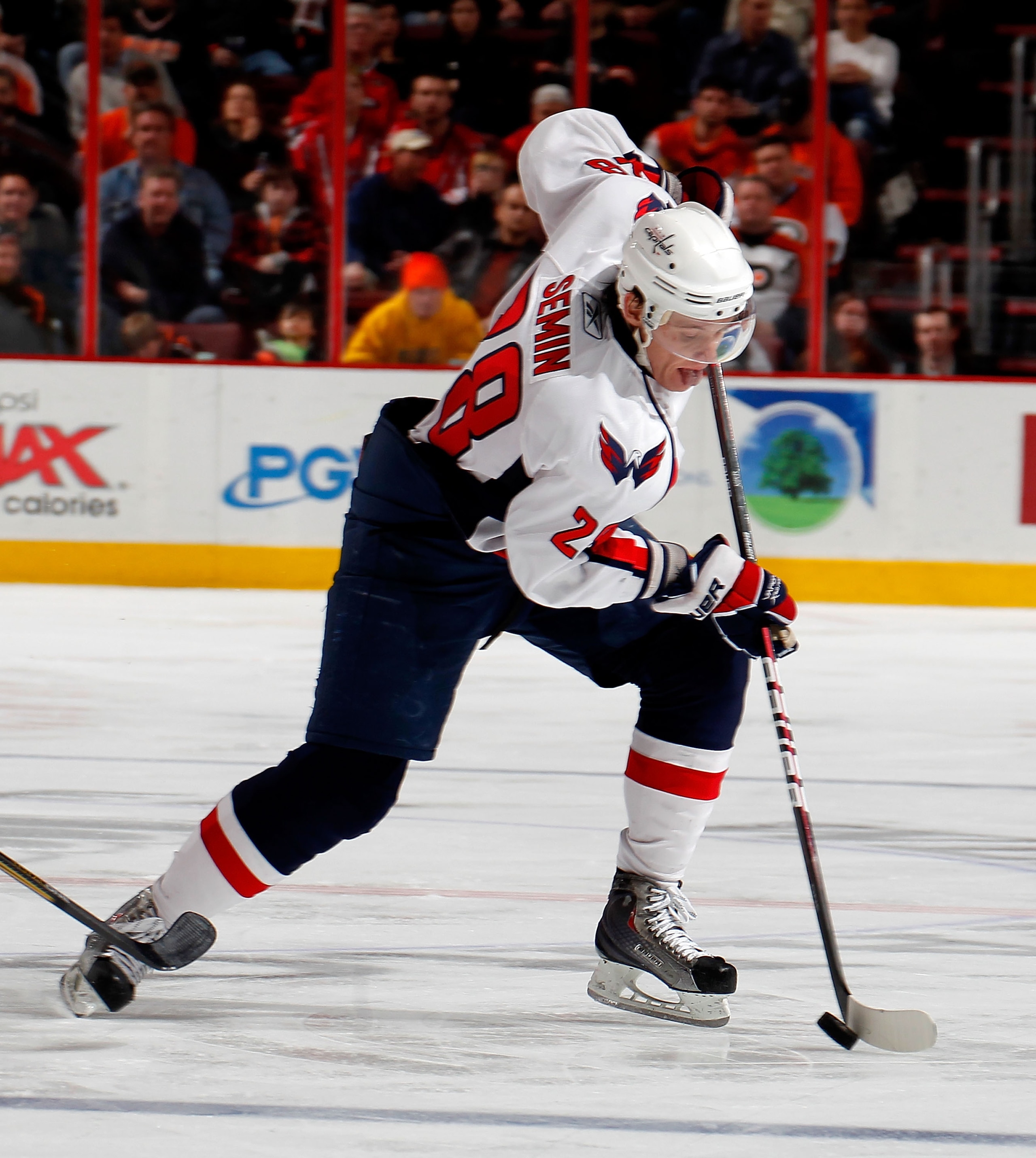 PHILADELPHIA, PA - MARCH 22:  Alexander Semin #28 of the Washington Capitals skates during an NHL hockey game against the Philadelphia Flyers at the Wells Fargo Center on March 22, 2011 in Philadelphia, Pennsylvania.  (Photo by Paul Bereswill/Getty Images