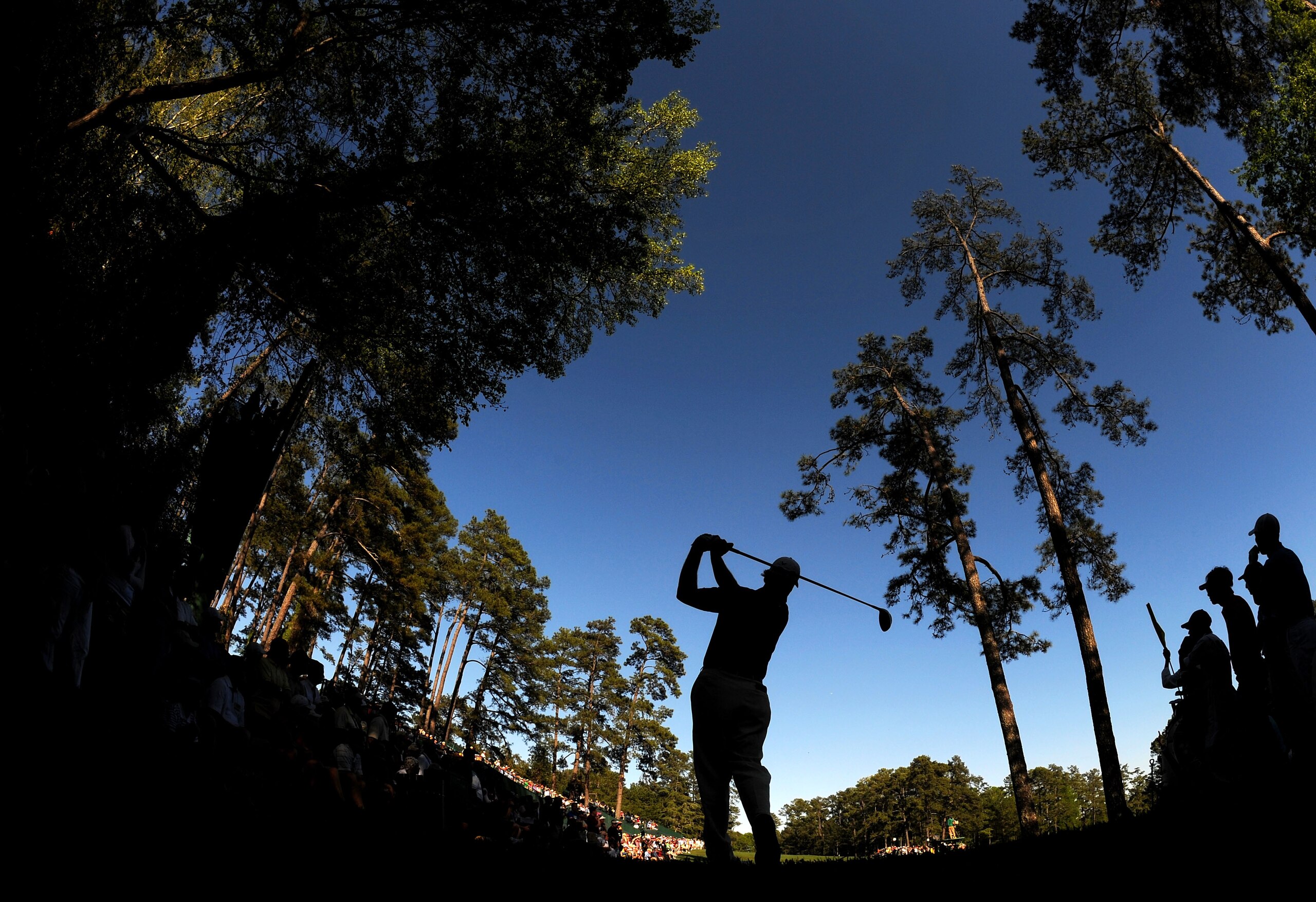 AUGUSTA, GA - APRIL 09:  Ernie Els of South Africa hits his tee shot on the 14th hole during the second round of the 2010 Masters Tournament at Augusta National Golf Club on April 9, 2010 in Augusta, Georgia.  (Photo by Harry How/Getty Images)