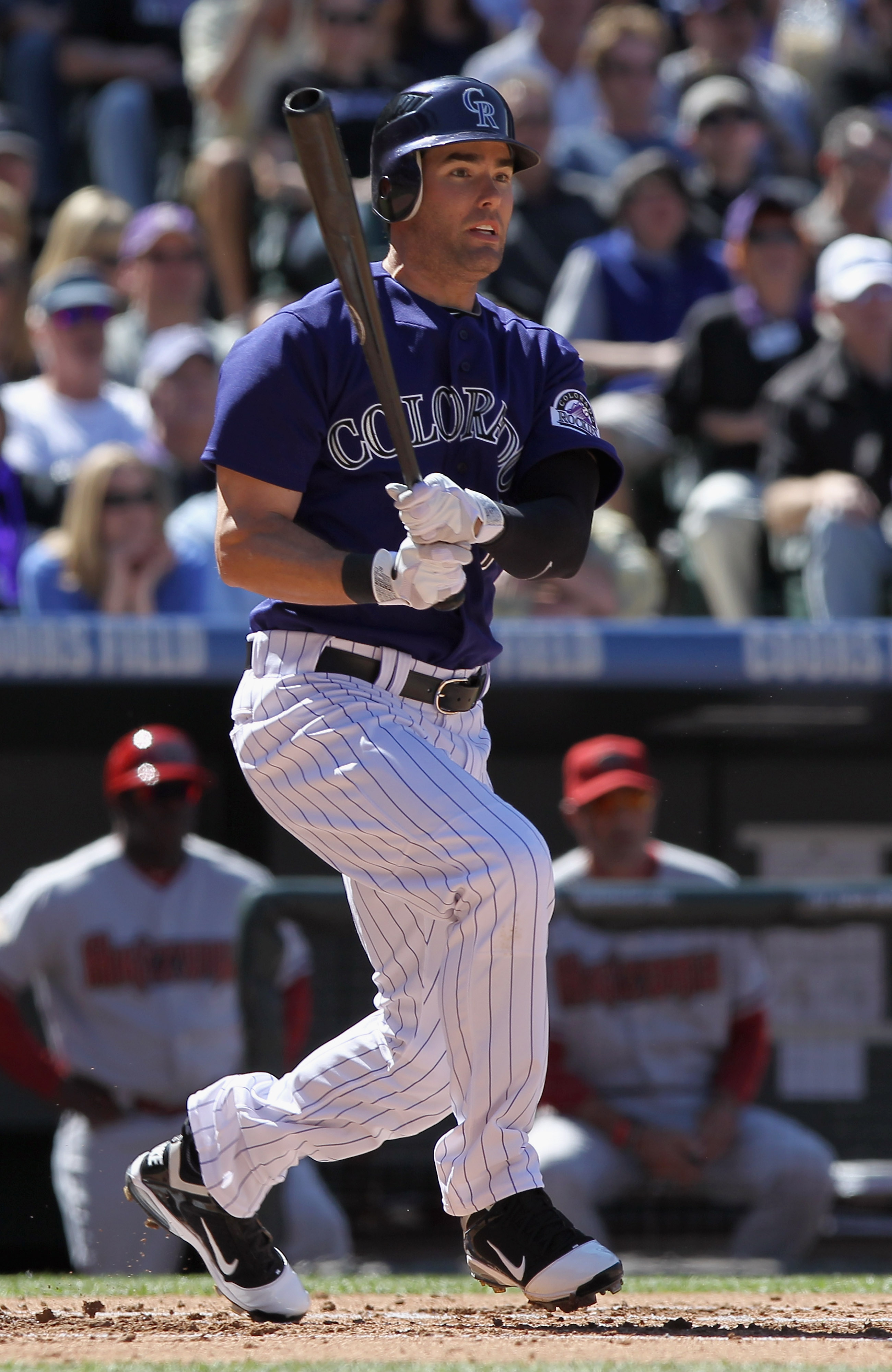 DENVER, CO - APRIL 01:  Outfielder Seth Smith #7 of the Colorado Rockies takes an at bat against the Arizona Diamondbacks during Opening Day at Coors Field on April 1, 2011 in Denver, Colorado.  (Photo by Doug Pensinger/Getty Images)