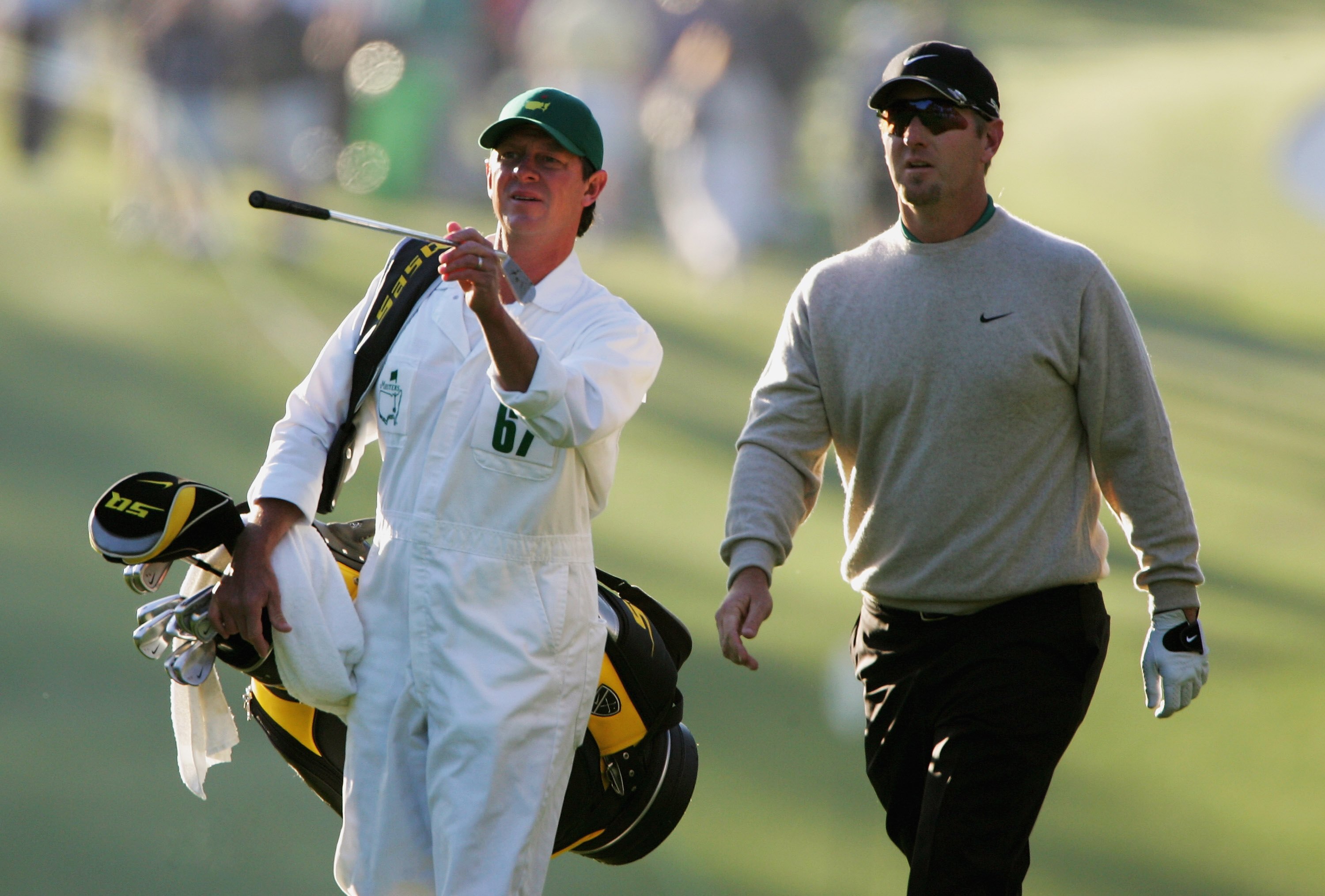 AUGUSTA, GA - APRIL 06:  David Duval and his caddie, Jeff Weber walk up the first fairway during the first round of The Masters at the Augusta National Golf Club on April 6, 2006 in Augusta, Georgia.  (Photo by Andrew Redington/Getty Images)