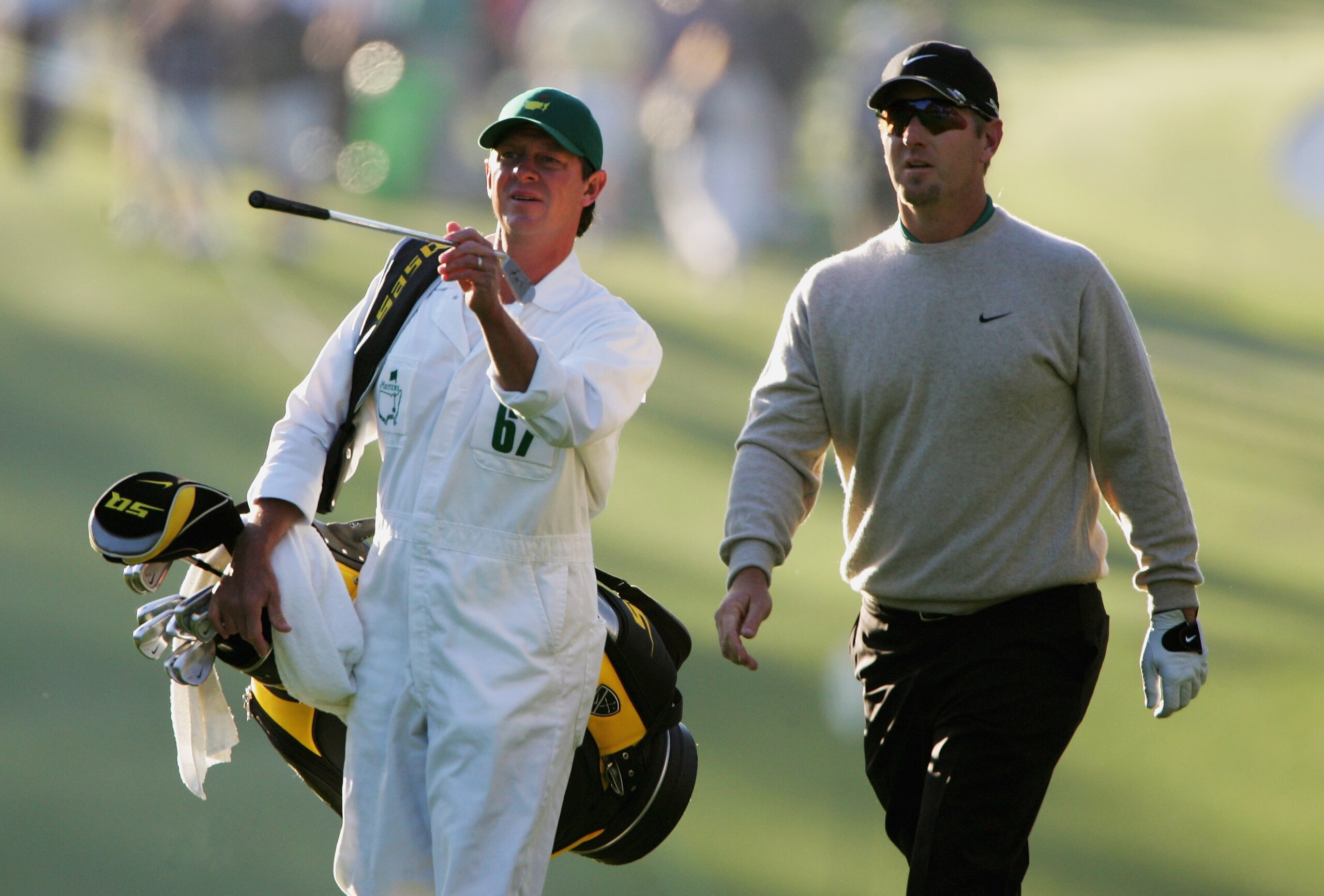 AUGUSTA, GA - APRIL 06:  David Duval and his caddie, Jeff Weber walk up the first fairway during the first round of The Masters at the Augusta National Golf Club on April 6, 2006 in Augusta, Georgia.  (Photo by Andrew Redington/Getty Images)