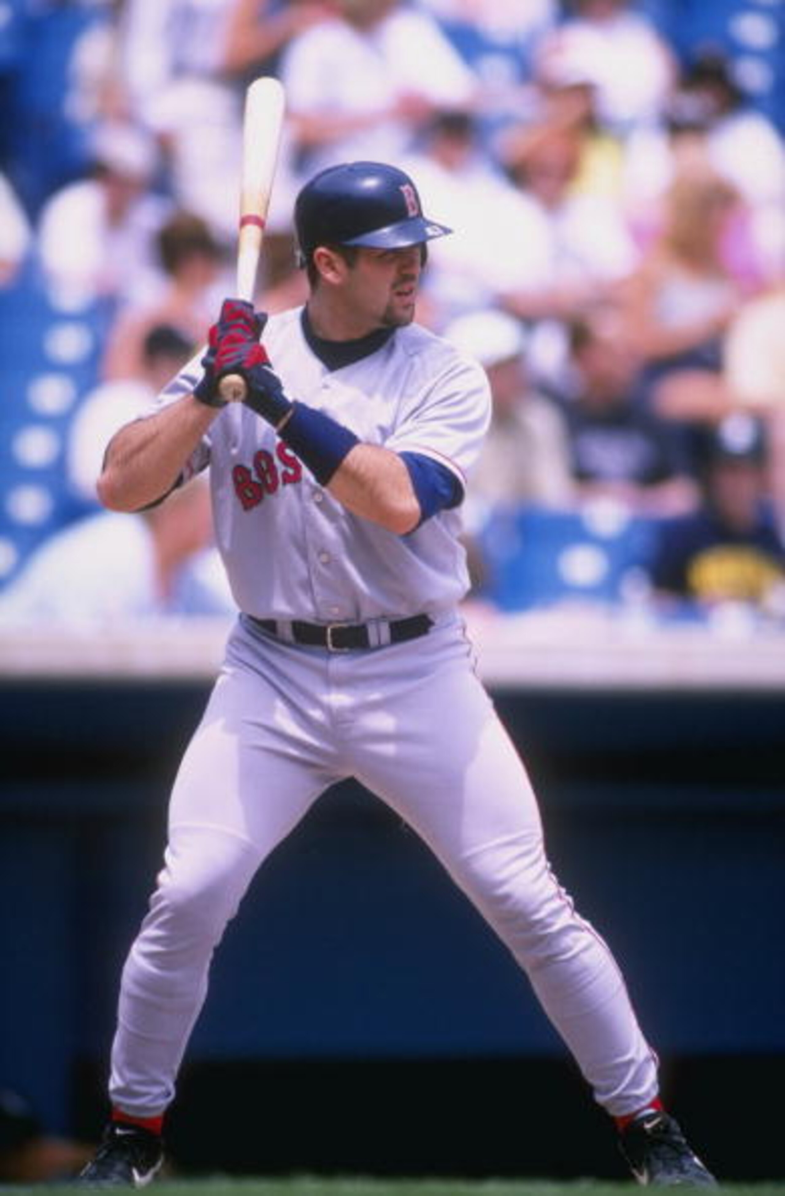 17 Jun 1998: Jason Varitek #47 of the Boston Red Sox in action during a game against the Chicago White Sox at Comiskey Park in Chicago, Illinois. The Red Sox defeated the White Sox 12-5.