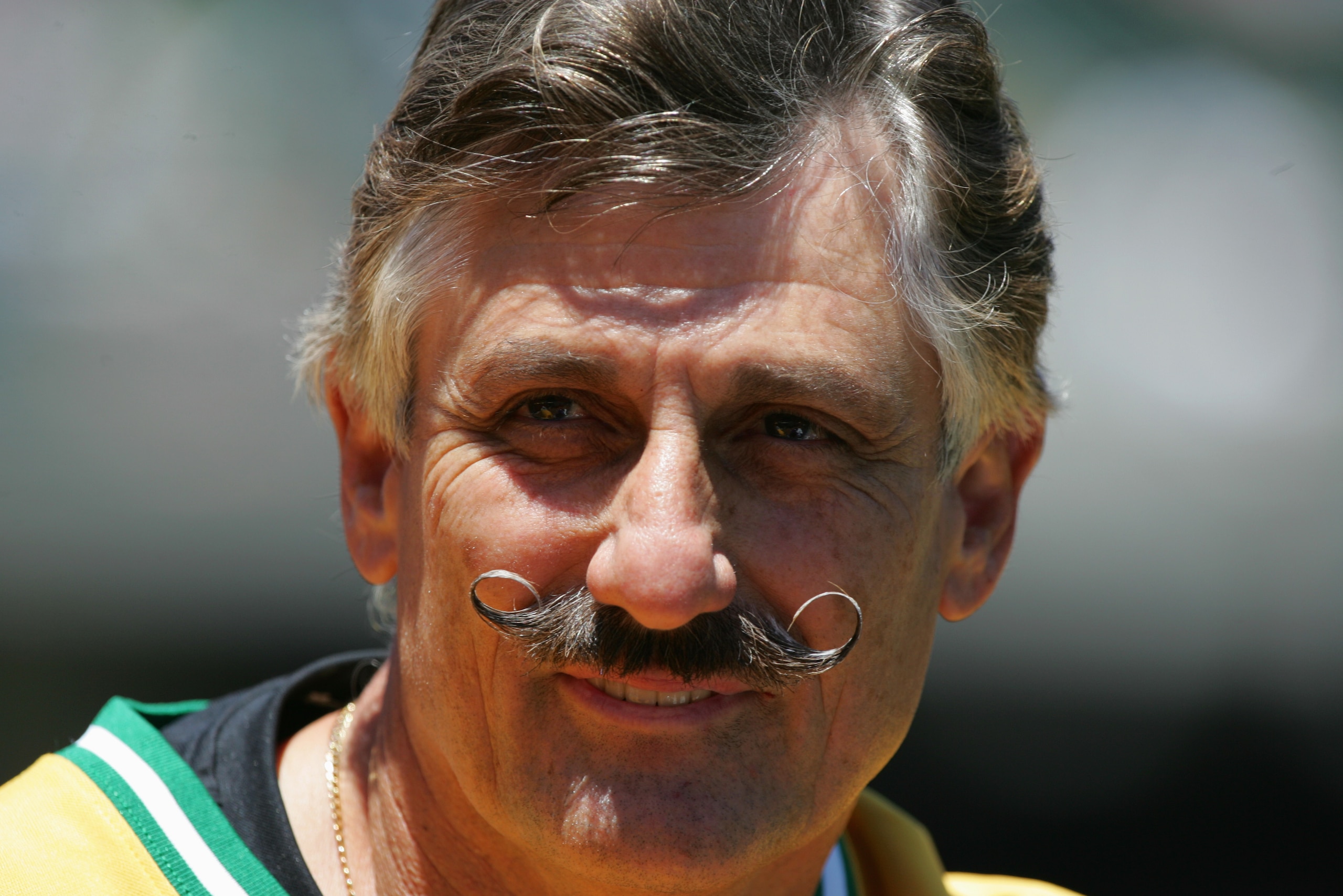 OAKLAND, CA - JULY 17:  Rollie Fingers look on as the Oakland Athletics celebrate the 30th anniversary of their 1974 World Championship team before the game against the Chicago White Sox at the Network Associates Coliseum on July 17, 2004 in Oakland, Cali