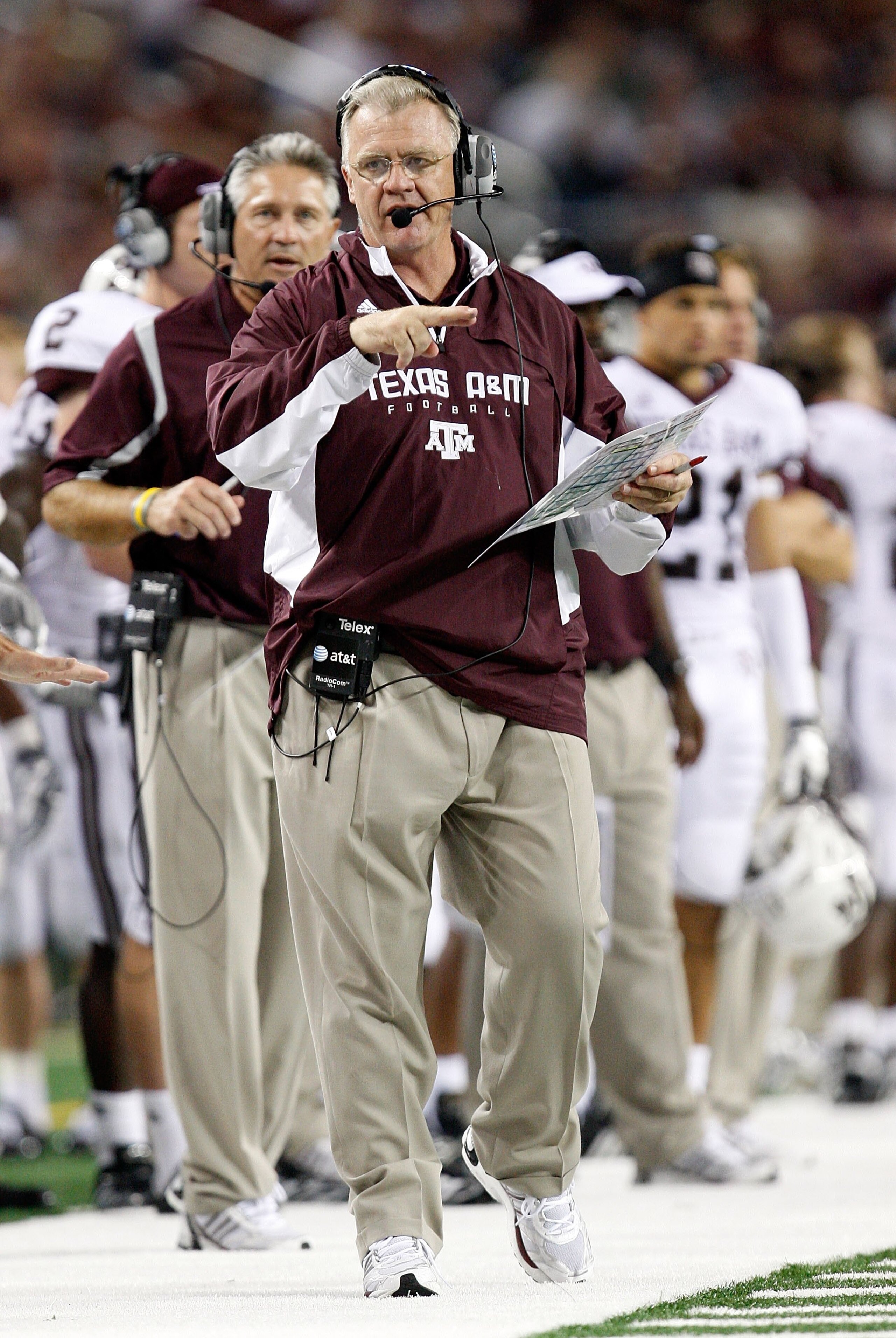 ARLINGTON, TX - OCTOBER 03: Head coach Mike Sherman of the Texas A&M Aggies at Cowboys Stadium on October 3, 2009 in Arlington, Texas. (Photo by Ronald Martinez/Getty Images) ARLINGTON, TX - OCTOBER 03: Head coach Mike Sherman of the Texas A&M Aggies at Cowboys Stadium on October 3, 2009 in Arlington, Texas. (Photo by Ronald Martinez/Getty Images)