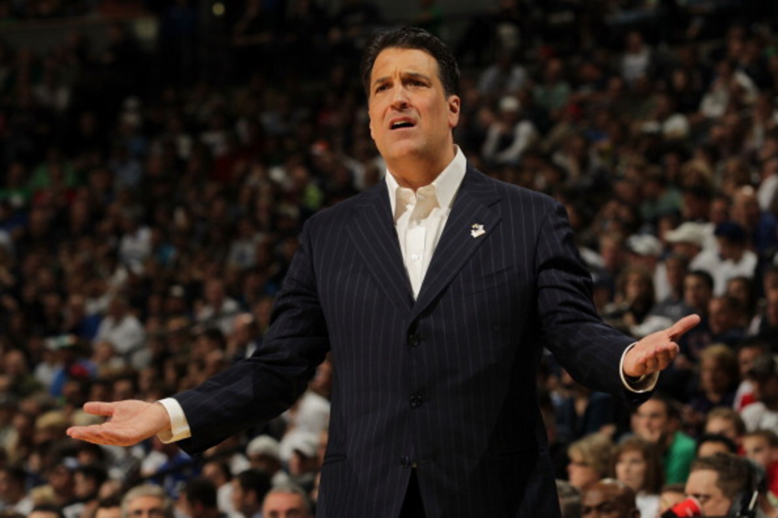 DENVER, CO - MARCH 17:  Head coach Steve Lavin of the St. John's Red Storm gestures from the bench against the Gonzaga Bulldogs during the second round of the 2011 NCAA men's basketball tournament at Pepsi Center on March 17, 2011 in Denver, Colorado.  (P