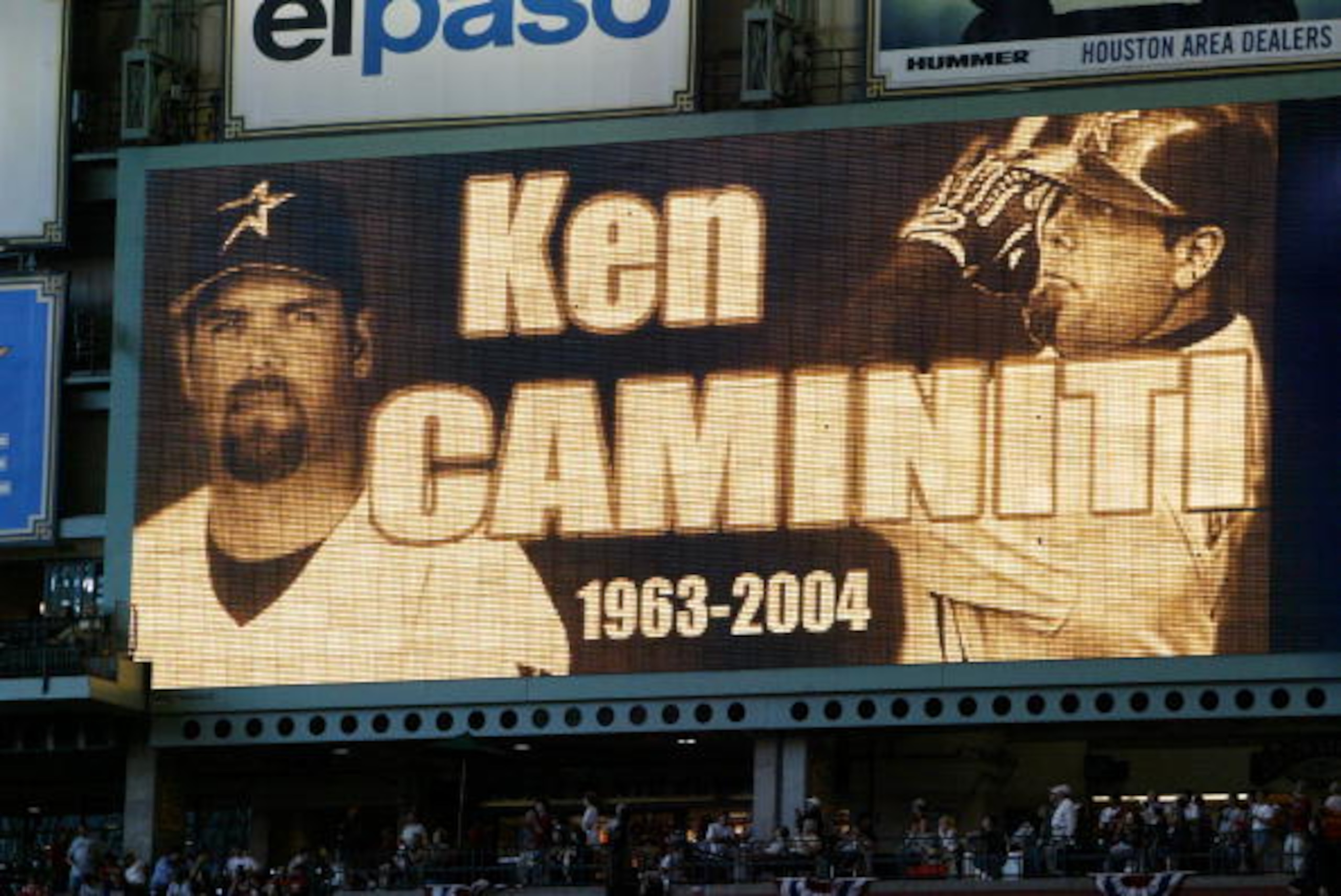 HOUSTON - OCTOBER 15: The Houston Astros remember and pay tribute to Ken Caminiti before the start of game three of National League Championship Series against the St. Louis Cardinals during the 2004 Major League Baseball Playoffs on October 16, 2004 at HOUSTON - OCTOBER 15: The Houston Astros remember and pay tribute to Ken Caminiti before the start of game three of National League Championship Series against the St. Louis Cardinals during the 2004 Major League Baseball Playoffs on October 16, 2004 at