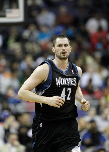 WASHINGTON, DC - MARCH 05:  Kevin Love #42 of the Minnesota Timberwolves against the Washington Wizards at the Verizon Center on March 5, 2011 in Washington, DC. NOTE TO USER: User expressly acknowledges and agrees that, by downloading and/or using this P