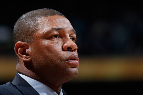 ATLANTA, GA - APRIL 01:  Head coach Doc Rivers of the Boston Celtics against the Atlanta Hawks at Philips Arena on April 1, 2011 in Atlanta, Georgia.  NOTE TO USER: User expressly acknowledges and agrees that, by downloading and/or using this Photograph,