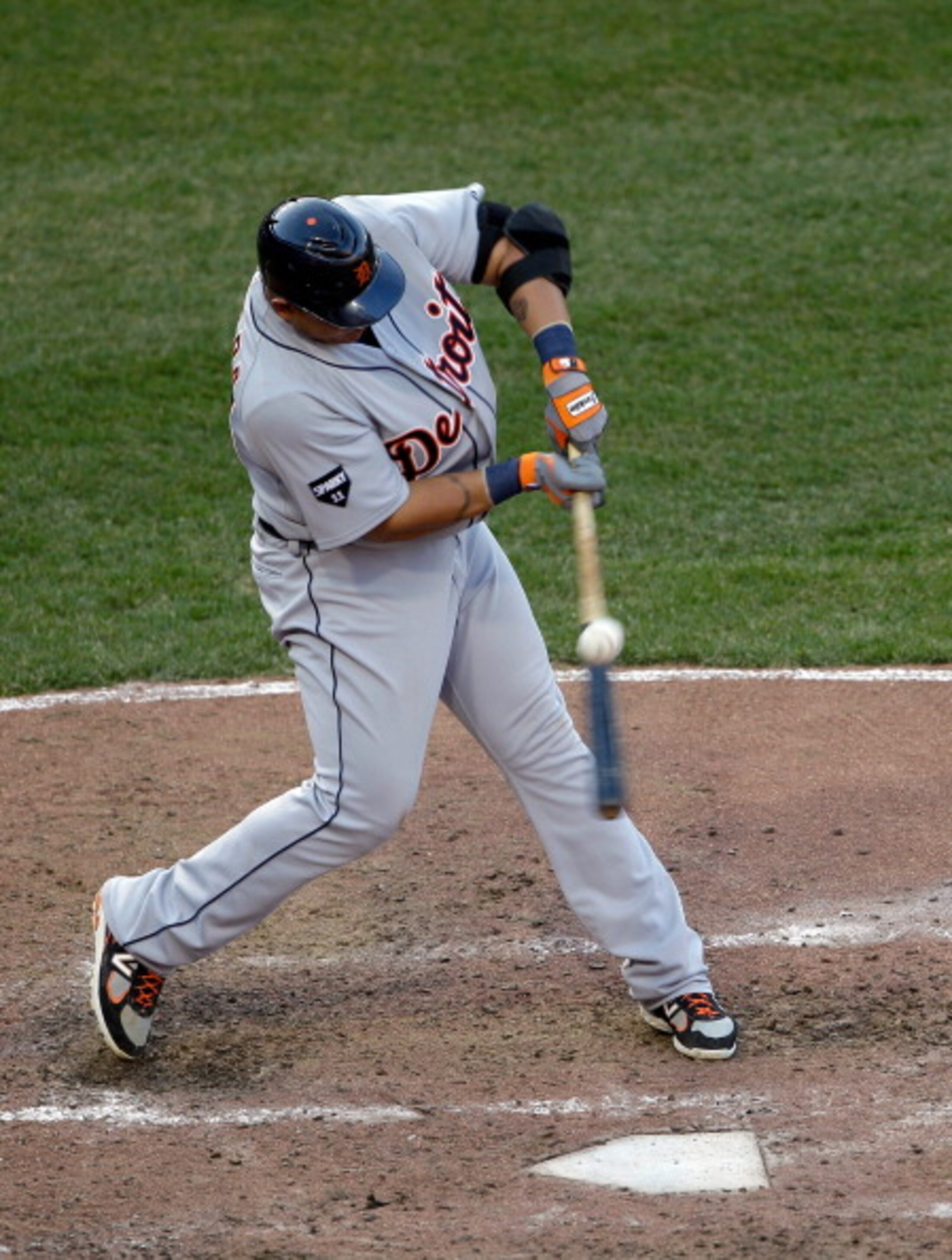 BALTIMORE, MD - APRIL 04:  Miguel Cabrera #24 of the Detroit Tigers fouls off a pitch against the Baltimore Orioles during opening day at Oriole Park at Camden Yards on April 4, 2011 in Baltimore, Maryland.  (Photo by Rob Carr/Getty Images)