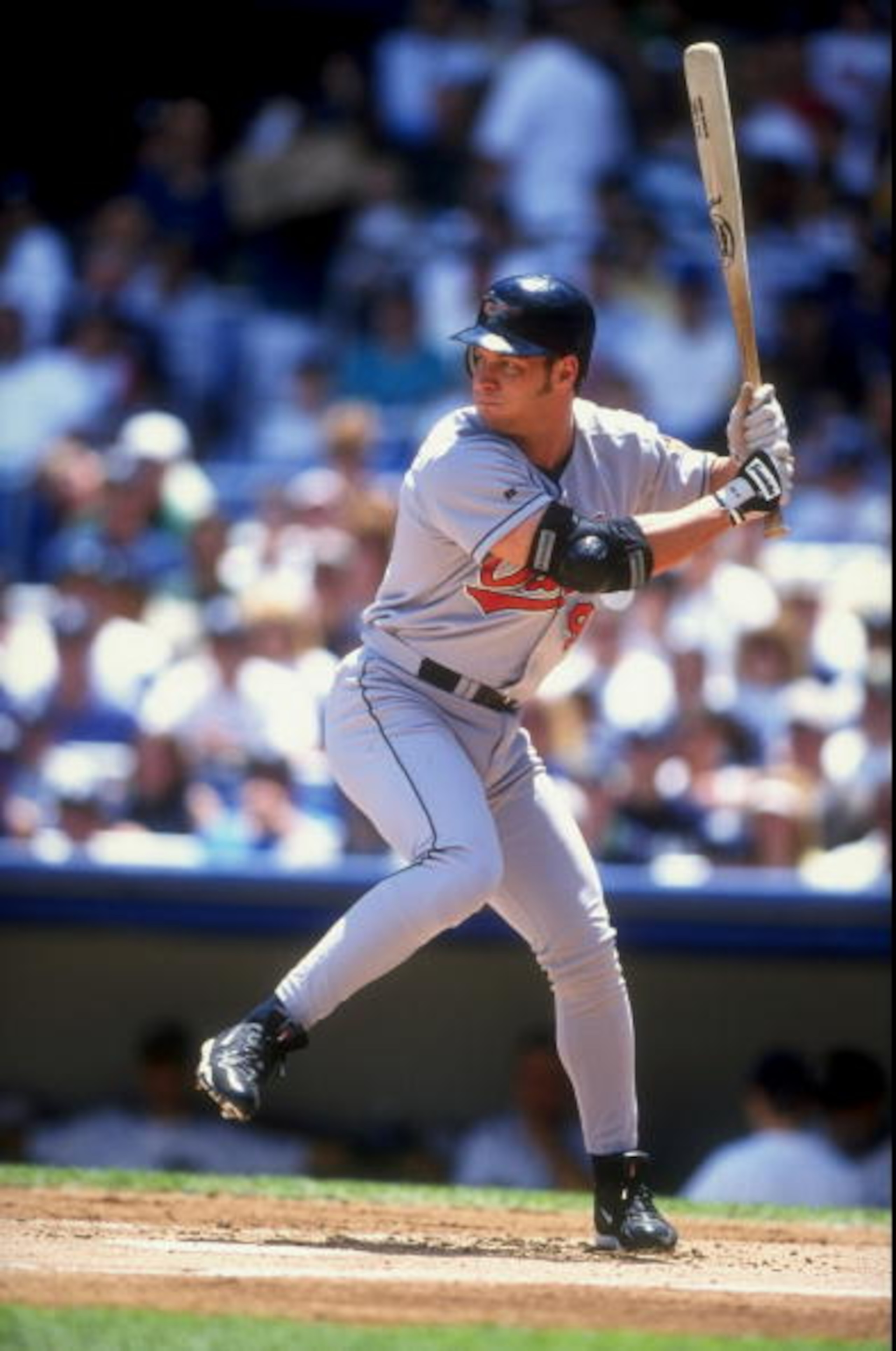 5 Jul 1998:  Outfielder Brady Anderson #9 of the Baltimore Orioles in action during a game against the New York Yankees at the Yankee Stadium in the Bronx, New York.  The Yankees defeated the Orioles 1-0. Mandatory Credit: David Seelig  /Allsport