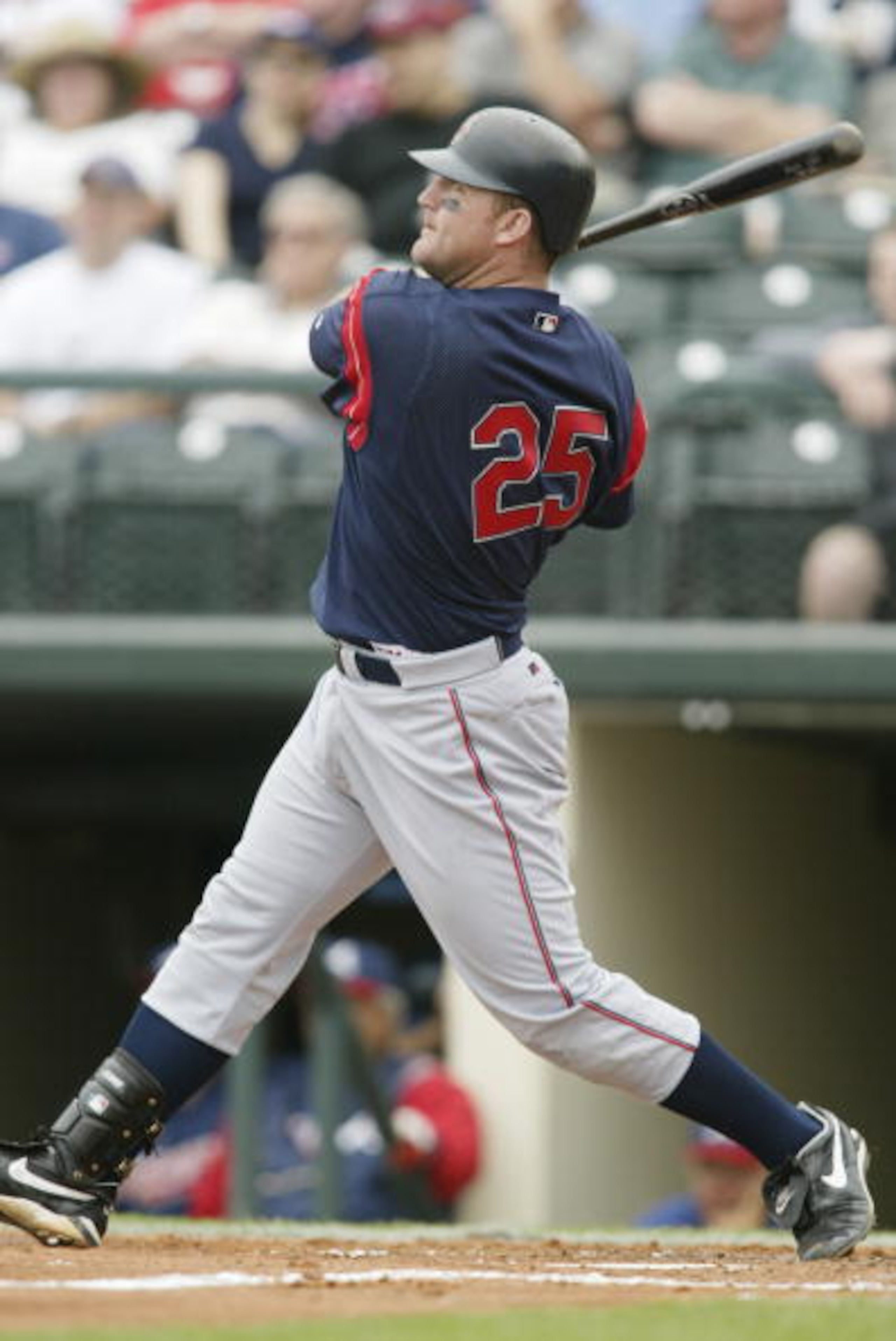 7 Mar 2002: Jim Thome #25 of the Cleveland Indians at bat against the Atlanta Braves during the spring training game at the Wide World of Sports Complex in Lake Buena Vista, Florida. DIGITAL IMAGE. Mandatory Credit: Andy Lyons/Getty Images