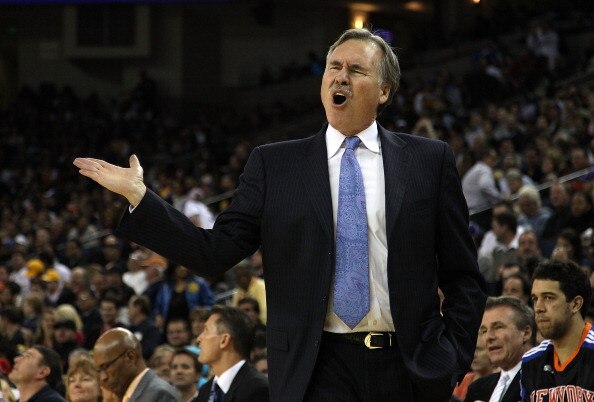 OAKLAND, CA - NOVEMBER 19:  Head coach Mike D'Antoni of the New York Knicks on the sidelines of their game against the Golden State Warriors at Oracle Arena on November 19, 2010 in Oakland, California. NOTE TO USER: User expressly acknowledges and agrees