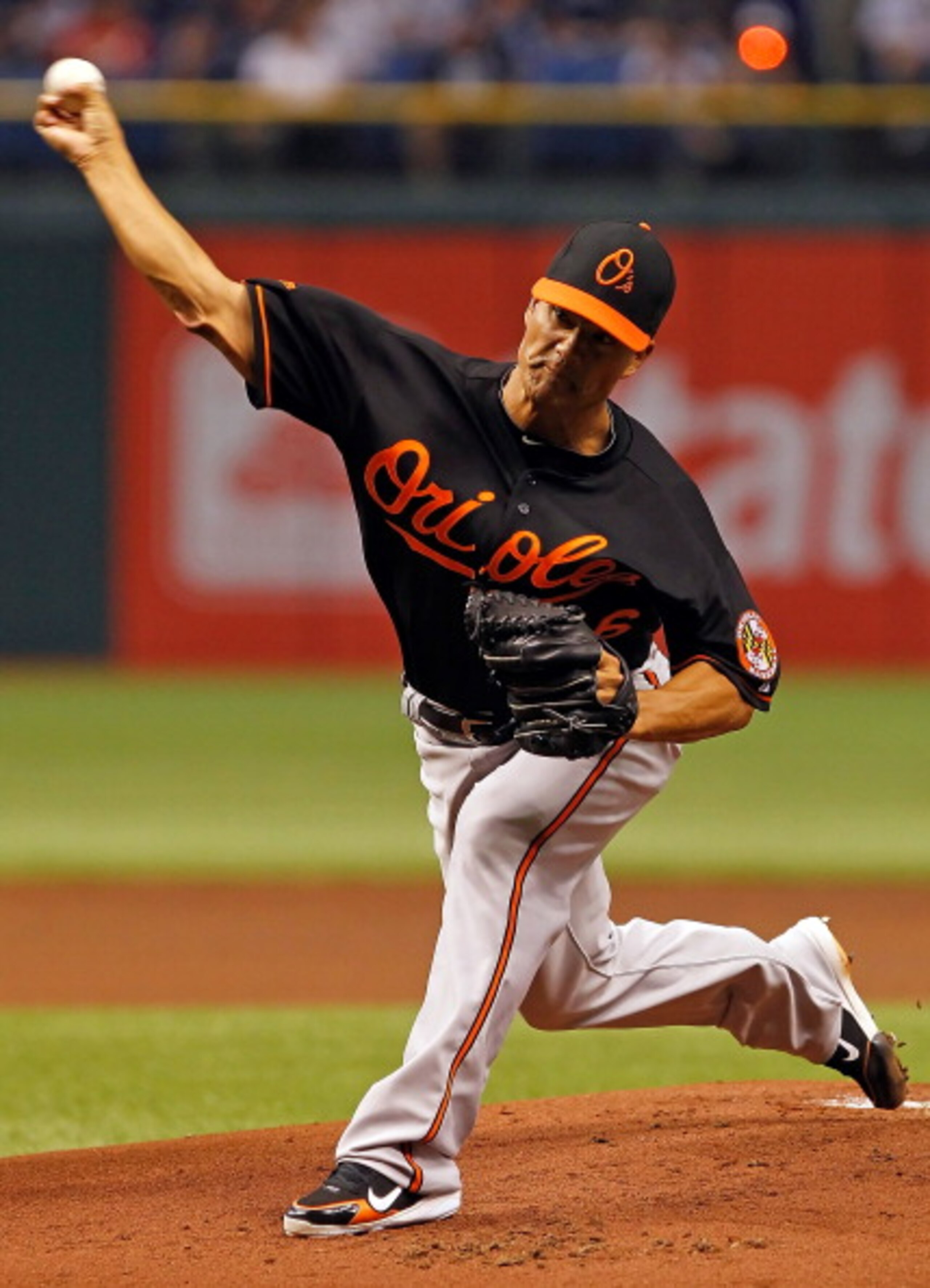 ST. PETERSBURG, FL - APRIL 01:  Pitcher Jeremy Guthrie #46 of the Baltimore Orioles pitches against the Tampa Bay Rays during the Opening Day game at Tropicana Field on April 1, 2011 in St. Petersburg, Florida.  (Photo by J. Meric/Getty Images)