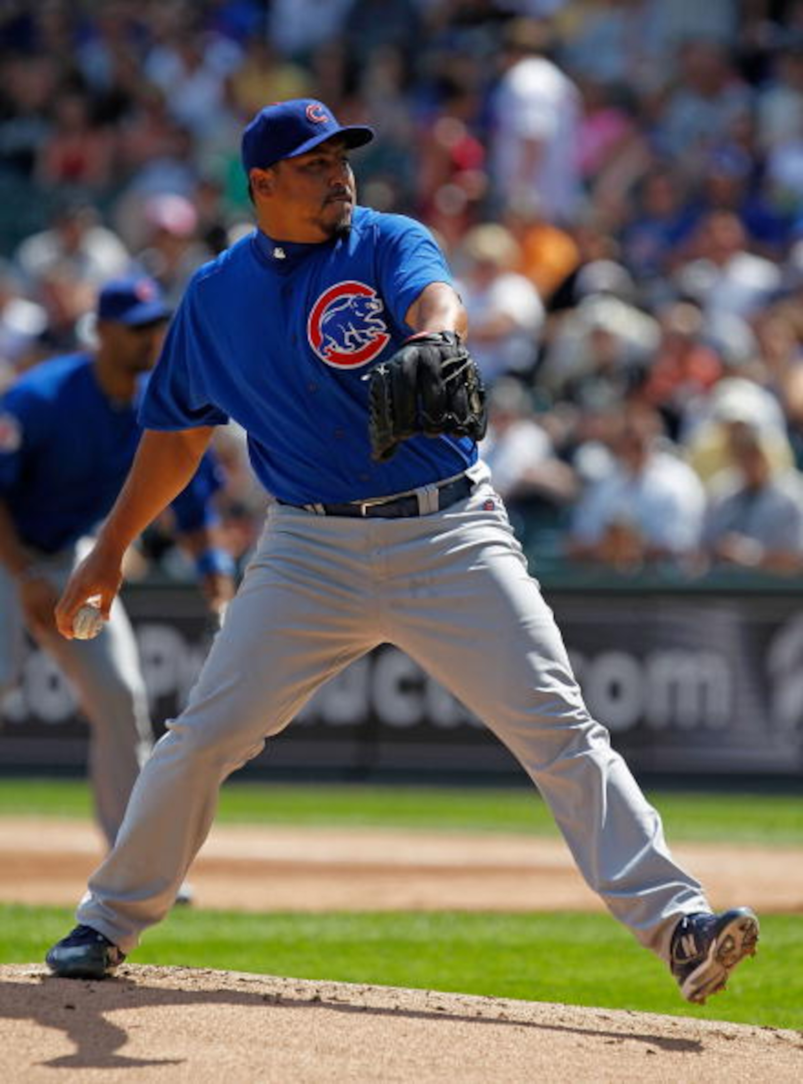 CHICAGO - JUNE 25: Starting pitcher Carlos Zambrano #38 of the Chicago Cubs throws the ball in the 1st inning against the Chicago White Sox at U.S. Cellular Field on June 25, 2010 in Chicago, Illinois. Zambrano was suspended indefinitely by the Cubs for a