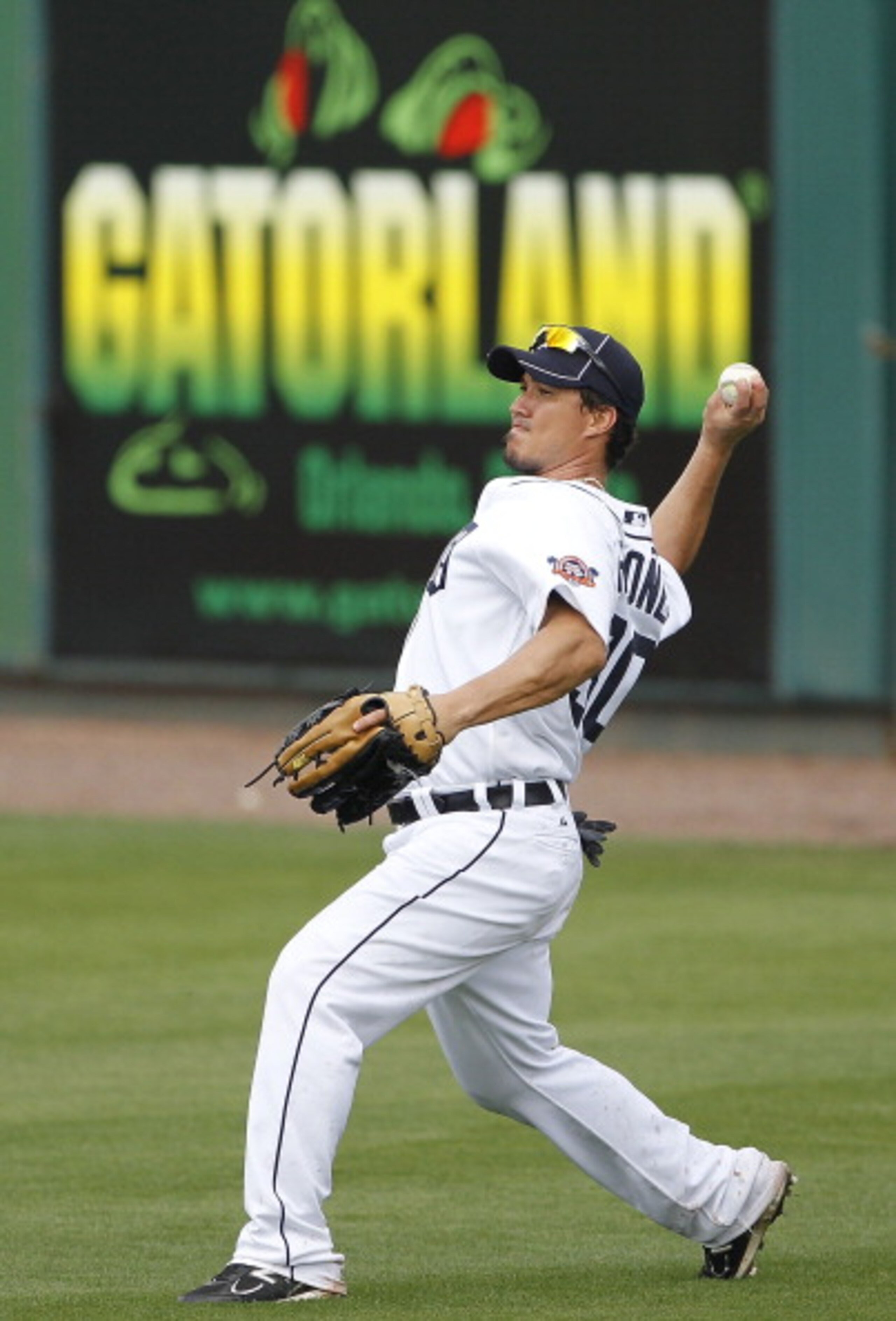 LAKELAND, FL - MARCH 01: Magglio Ordonez #30 of the Detroit Tigers catches a fly ball during the game against the Toronto Blue Jays at Joker Marchant Stadium on March 1, 2011 in Lakeland, Florida. The Tigers defeated the Blue Jays 6-2.  (Photo by Leon Hal