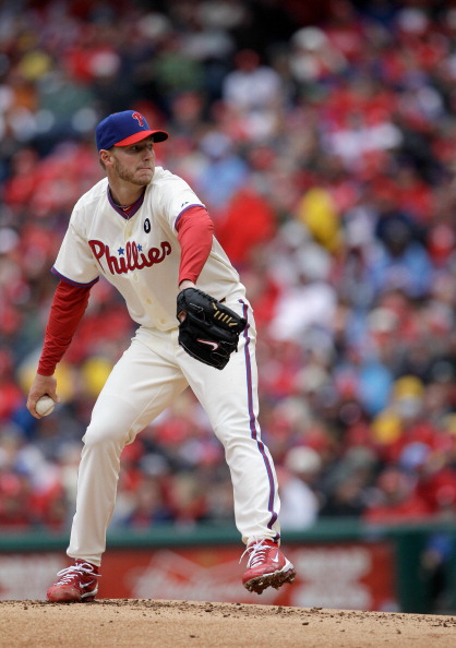 PHILADELPHIA, PA - APRIL 01:  Starting pitcher Roy Halladay #34 of the Philadelphia Phillies delivers to a Houston Astros batter during the second inningof opening day at Citizens Bank Park on April 1, 2011 in Philadelphia, Pennsylvania.  (Photo by Rob Ca