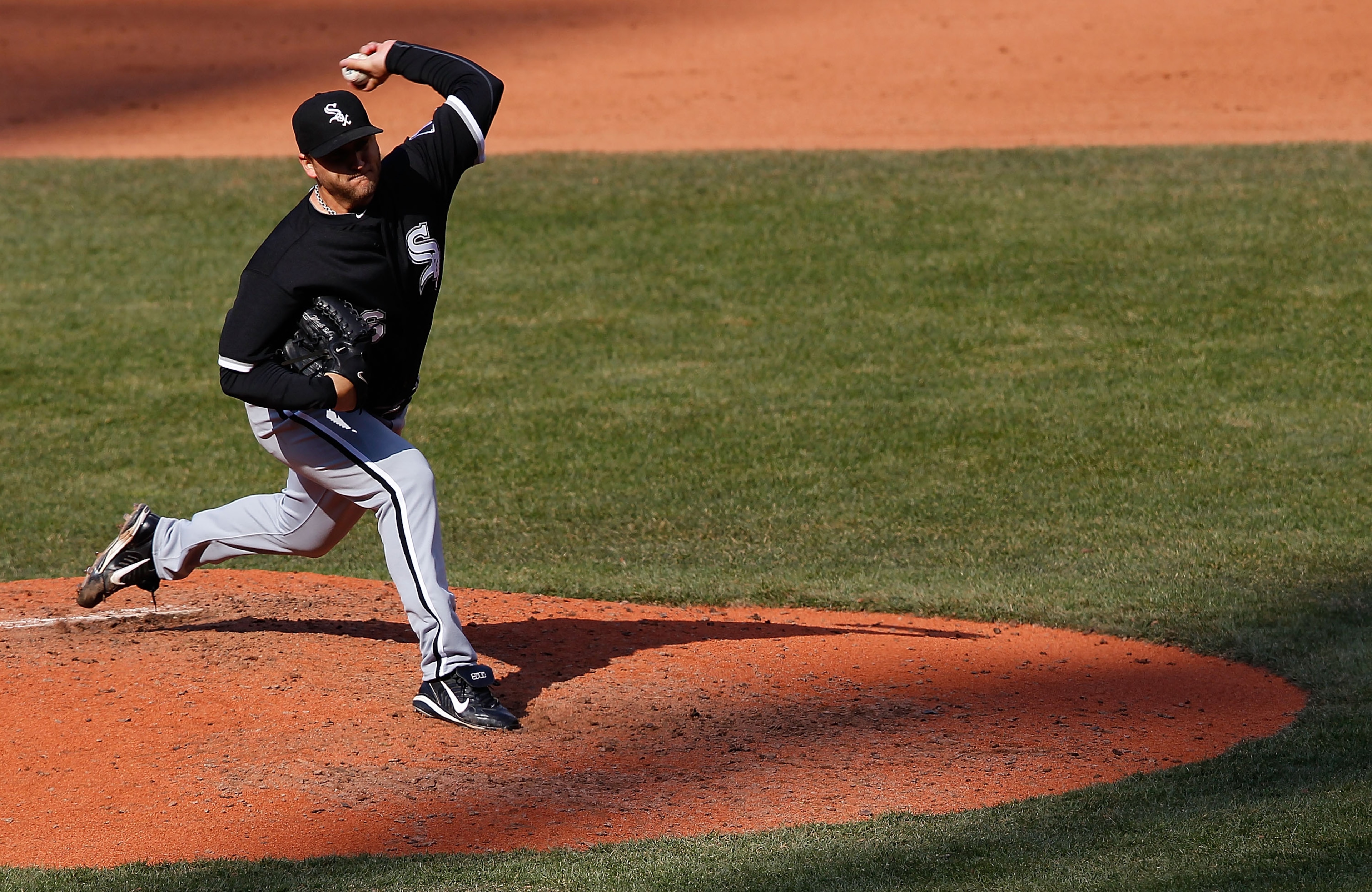 CLEVELAND - APRIL 01: Mark Buehrle #56 of the Chicago White Sox pitches against the Cleveland Indians during the Opening Day game on April 1, 2011 at Progressive Field in Cleveland, Ohio. (Photo by Jared Wickerham/Getty Images) CLEVELAND - APRIL 01: Mark Buehrle #56 of the Chicago White Sox pitches against the Cleveland Indians during the Opening Day game on April 1, 2011 at Progressive Field in Cleveland, Ohio. (Photo by Jared Wickerham/Getty Images)