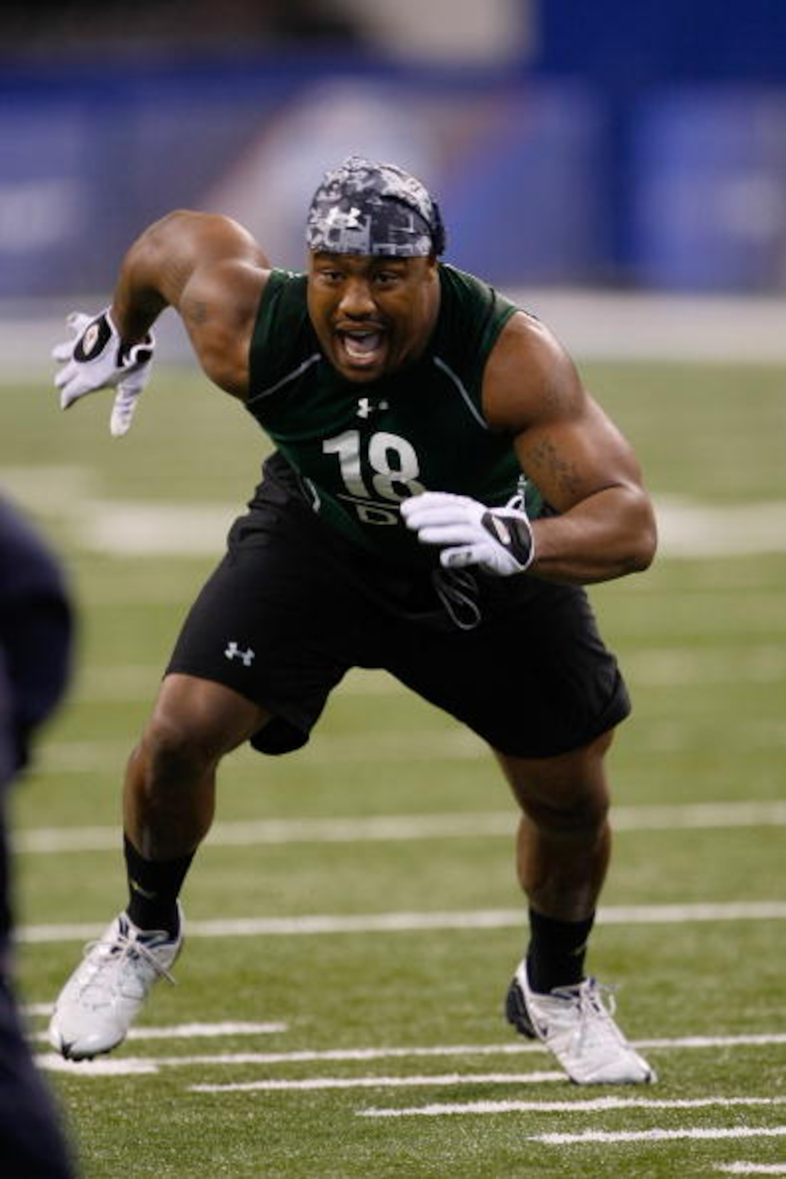 INDIANAPOLIS, IN - MARCH 1: Defensive lineman Everson Griffen of USC runs in practice drills during the NFL Scouting Combine presented by Under Armour at Lucas Oil Stadium on March 1, 2010 in Indianapolis, Indiana. (Photo by Scott Boehm/Getty Images)