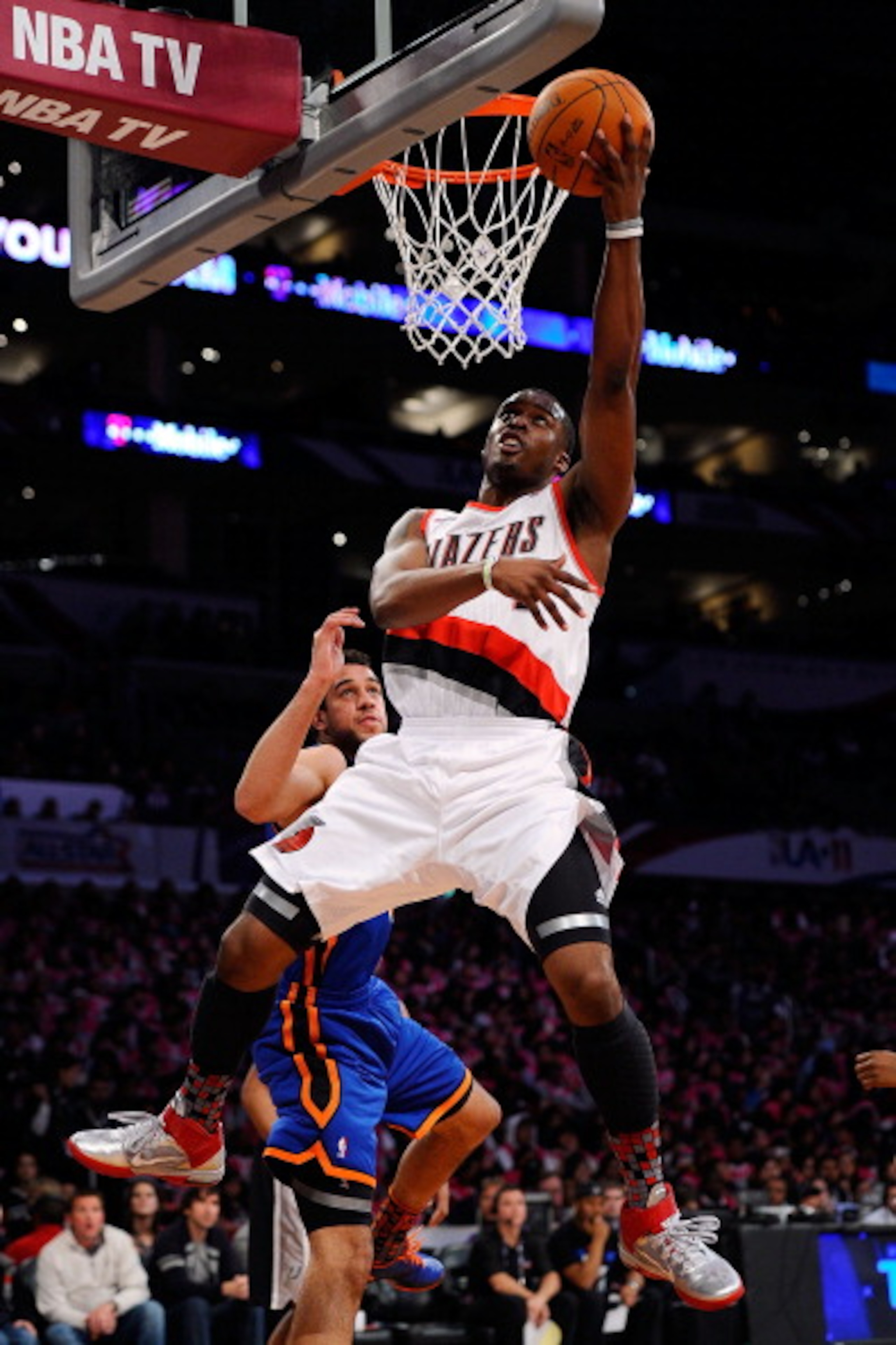 LOS ANGELES, CA - FEBRUARY 18:  Wesley Matthews #2 of the Portland Trailblazers and the Sophomore Team lays the ball up against the Rookie Team during the T-Mobile Rookie Challenge and Youth Jam at Staples Center on February 18, 2011 in Los Angeles, Calif