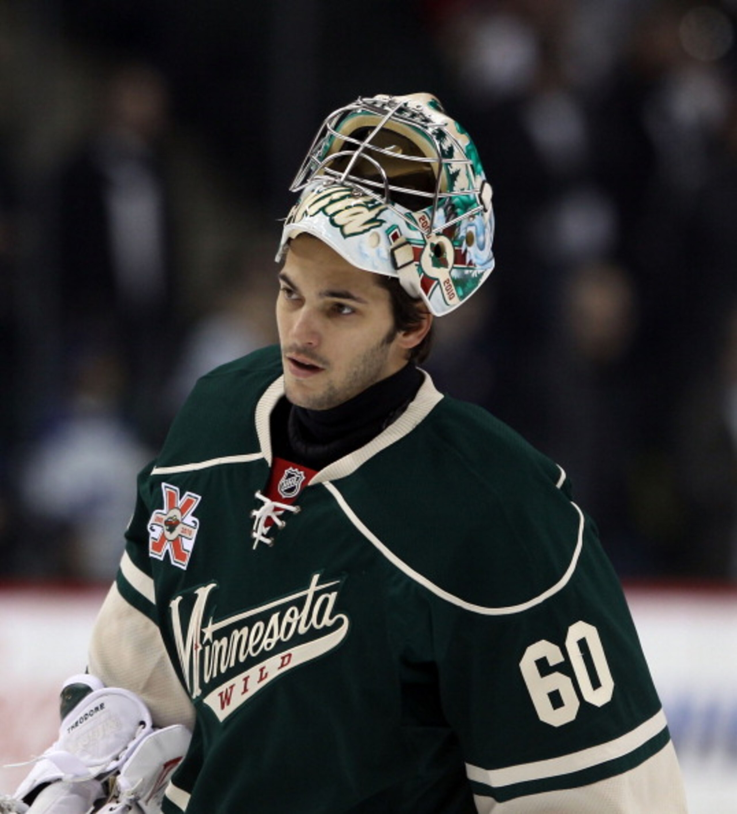 ST PAUL, MN - MARCH 22: Jose Theodore #60 of the Minnesota Wild skates in warmups prior to the game against the Toronto Maple Leafs at the Xcel Energy Center on March 22, 2011 in St Paul, Minnesota.  (Photo by Bruce Bennett/Getty Images)
