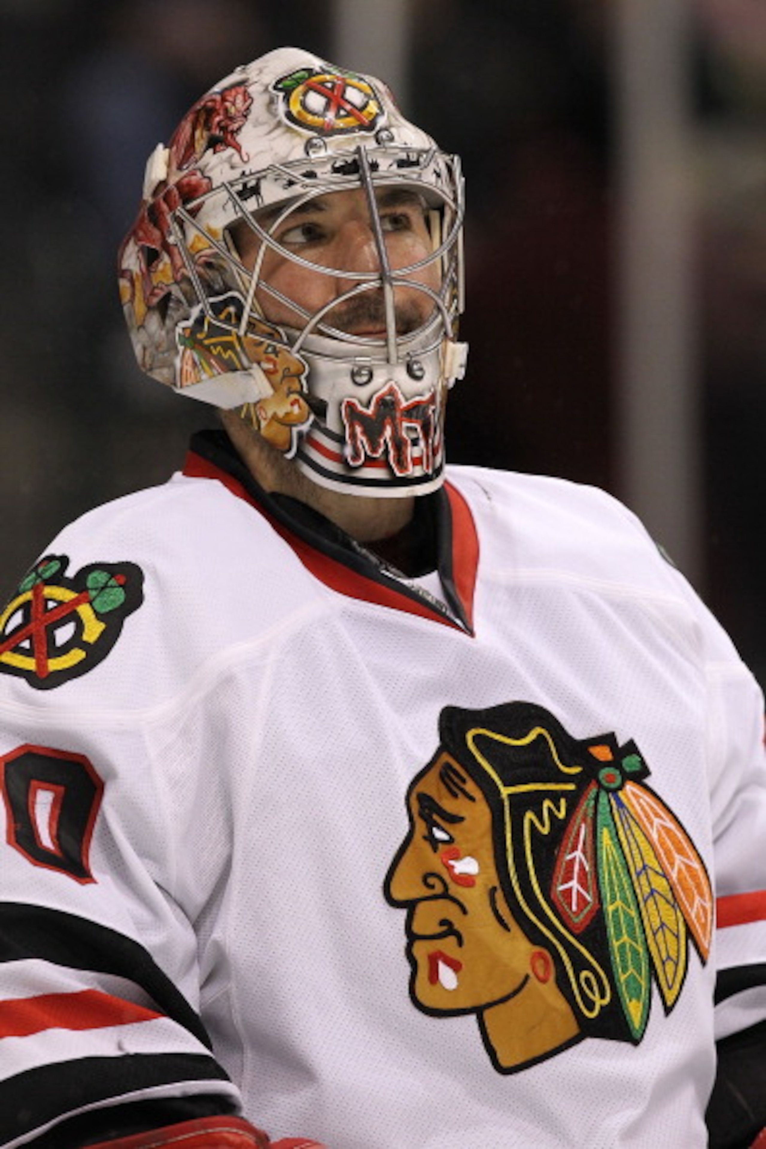 DALLAS, TX - FEBRUARY 11:  Goaltender Marty Turco #30 of the Chicago Blackhawks in goal against the Dallas Stas at American Airlines Center on February 11, 2011 in Dallas, Texas.  (Photo by Ronald Martinez/Getty Images)
