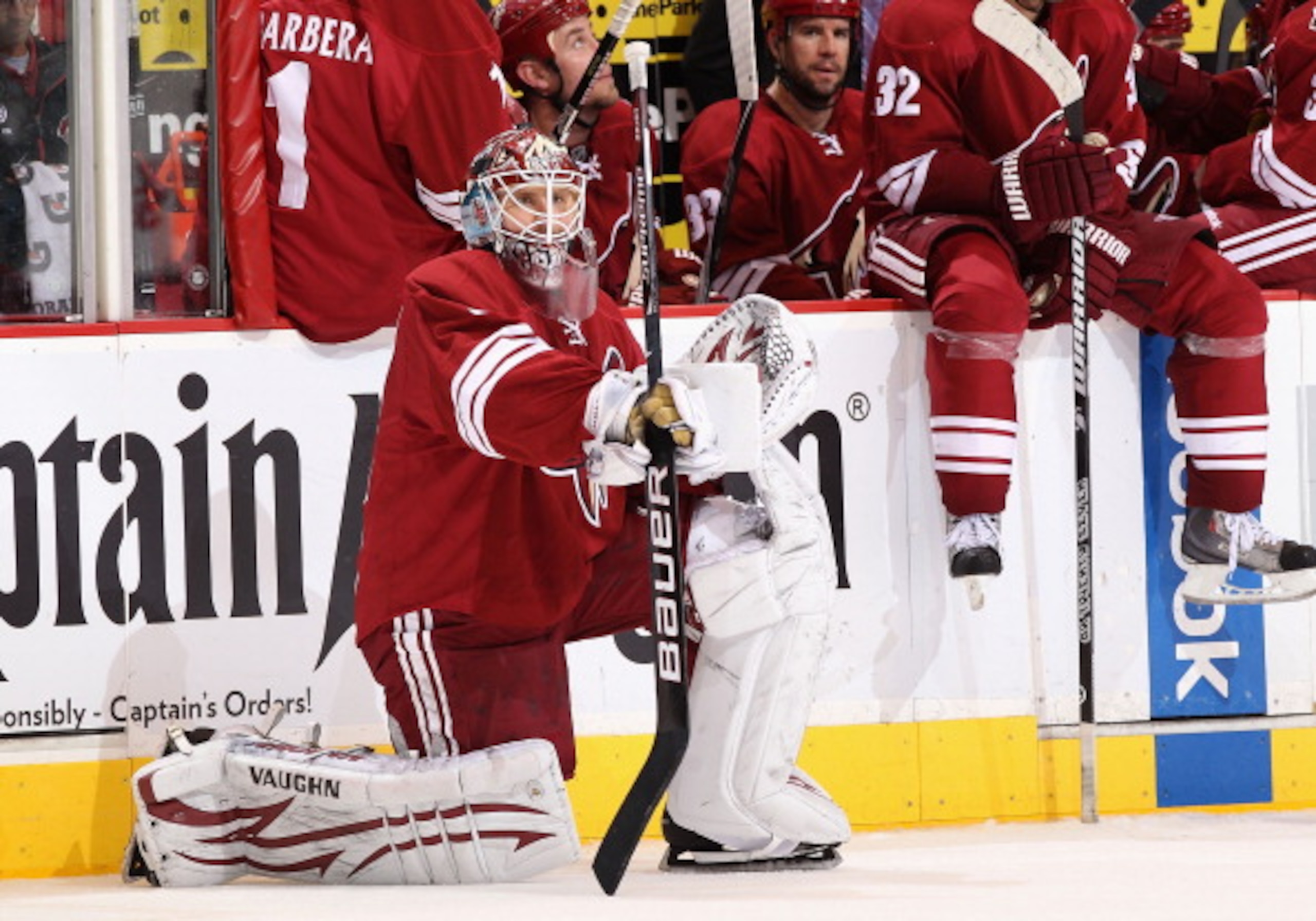 GLENDALE, AZ - APRIL 01:  Goaltender Ilya Bryzgalov #30 of the Phoenix Coyotes during the NHL game against he Colorado Avalanche at Jobing.com Arena on April 1, 2011 in Glendale, Arizona.  The Avalanche defeated the Coyotes 4-3 in an overtime shoot out.