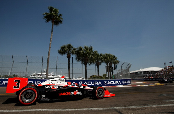 ST. PETERSBURG, FL - MARCH 27: Helio Castroneves drives his #3 Team Penske Dallara Honda during the IndyCar Series Honda Grand Prix of St. Petersburg on March 27, 2011 in St. Petersburg, Florida. (Photo by Jonathan Ferrey/Getty Images)