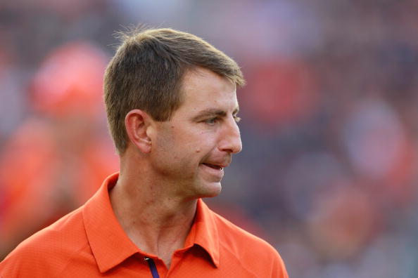 AUBURN, AL - SEPTEMBER 18:  Head coach Dabo Swinney of the Clemson Tigers against the Auburn Tigers at Jordan-Hare Stadium on September 18, 2010 in Auburn, Alabama.  (Photo by Kevin C. Cox/Getty Images)