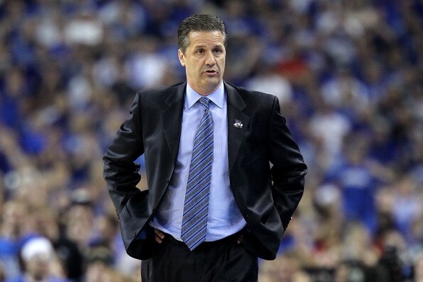 HOUSTON, TX - APRIL 02:  Head coach John Calipari of the Kentucky Wildcats reacts from the sidelines against the Connecticut Huskies during the National Semifinal game of the 2011 NCAA Division I Men's Basketball Championship at Reliant Stadium on April 2