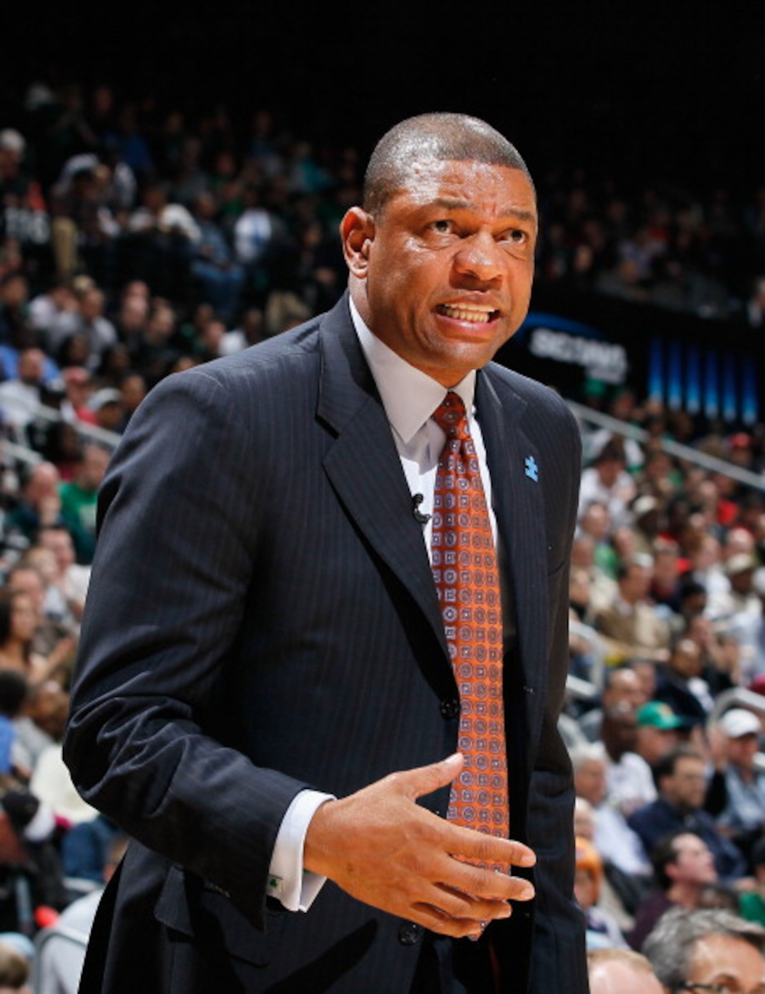 ATLANTA, GA - APRIL 01:  Head coach Doc Rivers of the Boston Celtics against the Atlanta Hawks at Philips Arena on April 1, 2011 in Atlanta, Georgia.  NOTE TO USER: User expressly acknowledges and agrees that, by downloading and/or using this Photograph,