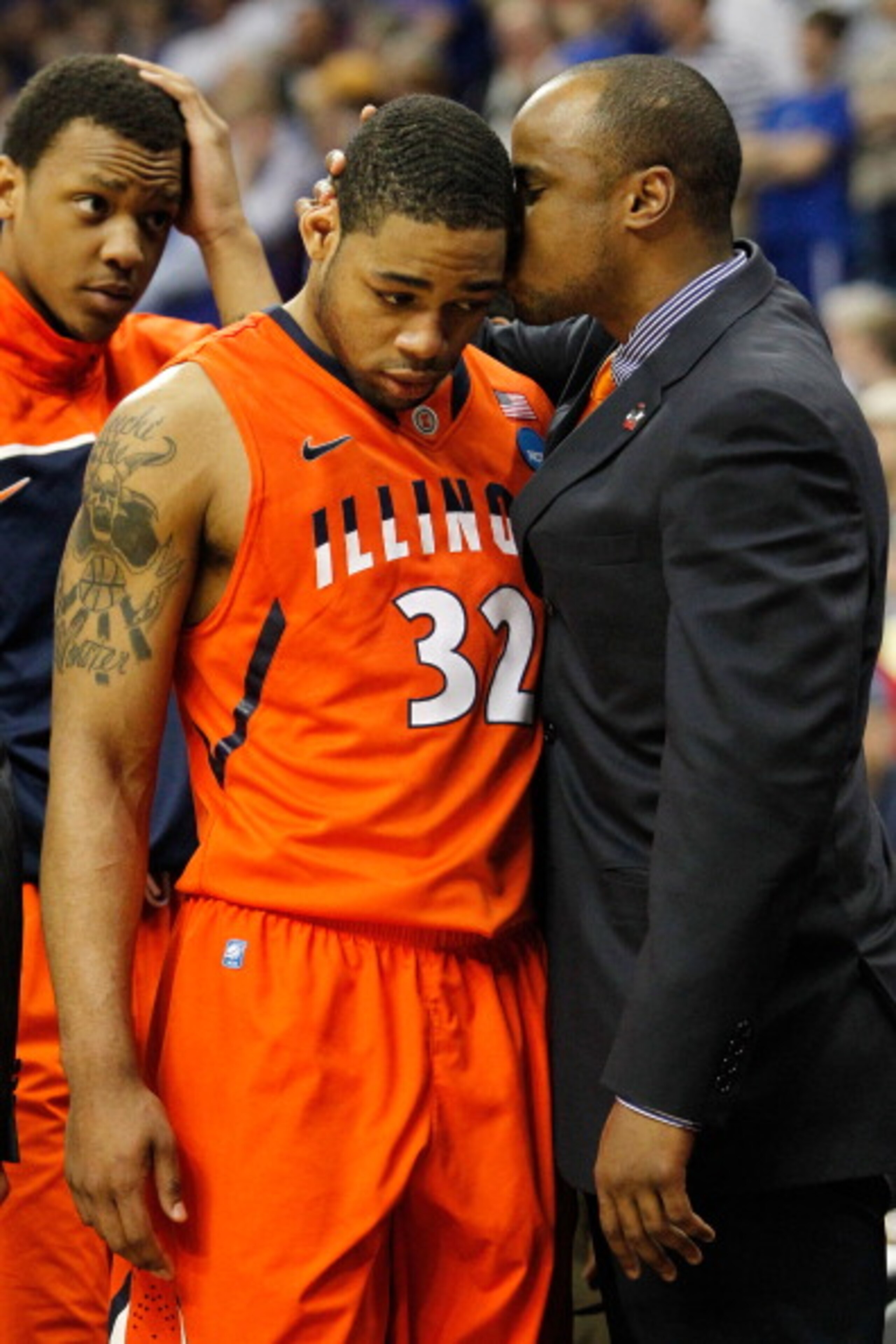 TULSA, OK - MARCH 20: Demetri McCamey #32 of the Illinois Fighting Illini walks off the court in the final moments of their 59-73 loss to the Kansas Jayhawks during the third round of the 2011 NCAA men's basketball tournament at BOK Center on March 20, 2 TULSA, OK - MARCH 20: Demetri McCamey #32 of the Illinois Fighting Illini walks off the court in the final moments of their 59-73 loss to the Kansas Jayhawks during the third round of the 2011 NCAA men's basketball tournament at BOK Center on March 20, 2