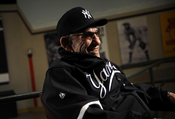 LITTLE FALLS, NY - NOVEMBER 23:  Baseball Hall of Famer Yogi Berra is interviewed at the Yogi Berra Museum and and Learning Center on November 23, 2009 in Little Falls, New Jersey.  (Photo by Jeff Zelevansky/Getty Images for NASCAR)