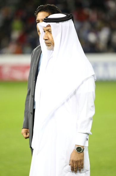 DOHA, QATAR - JANUARY 28: AFC president Mohamed Bin Hammam looks on prior to the AFC Asian Cup 3rd place playoff match between Uzbekistan and Korea Republic at Al-Sadd Stadium on January 28, 2011 in Doha, Qatar. (Photo by Robert Cianflone/Getty Images)
