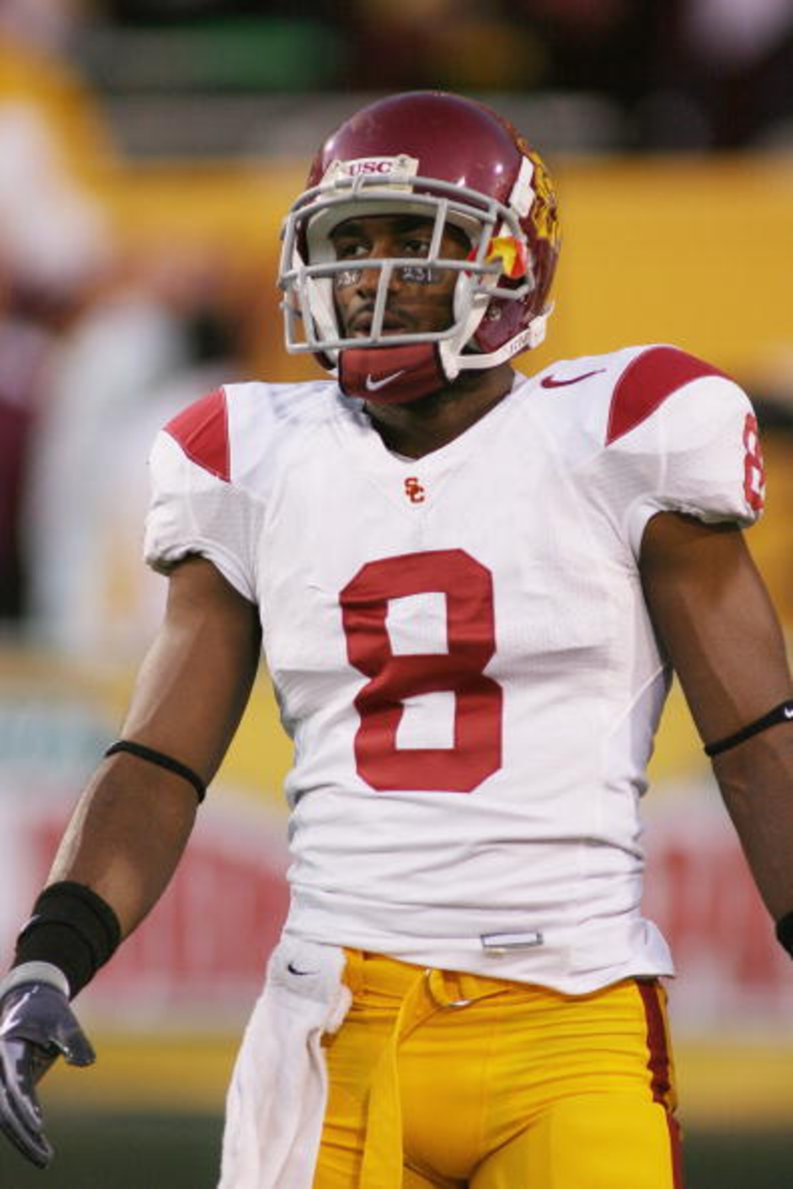 TEMPE, AZ - NOVEMBER 7:  Ronald Johnson #8 of the USC Trojans looks on before the game against the Arizona State Sun Devils on November 7, 2009 at Sun Devil Stadium in Tempe, Arizona.  USC won 14-9.  (Photo by Jeff Golden/Getty Images)