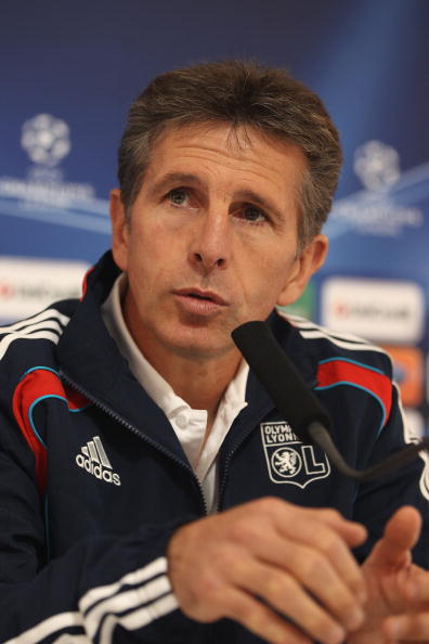 LYON, FRANCE - SEPTEMBER 13: Claude Puel head coach of Olympique Lyon speaks during the Lyon Press Conference, ahead of their Group B UEFA Champions League first phase match against Schalke 04, at Stade de Gerland on September 13, 2010 in Lyon, France.
