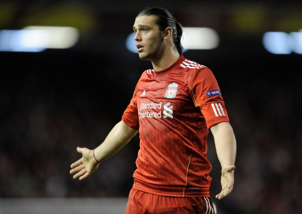 LIVERPOOL, ENGLAND - MARCH 17:  Andy Carroll of Liverpool looks dejected during the UEFA Europa League Round of 16 second leg match between Liverpool and SC Braga at Anfield on March 17, 2011 in Liverpool, England.  (Photo by Michael Regan/Getty Images)