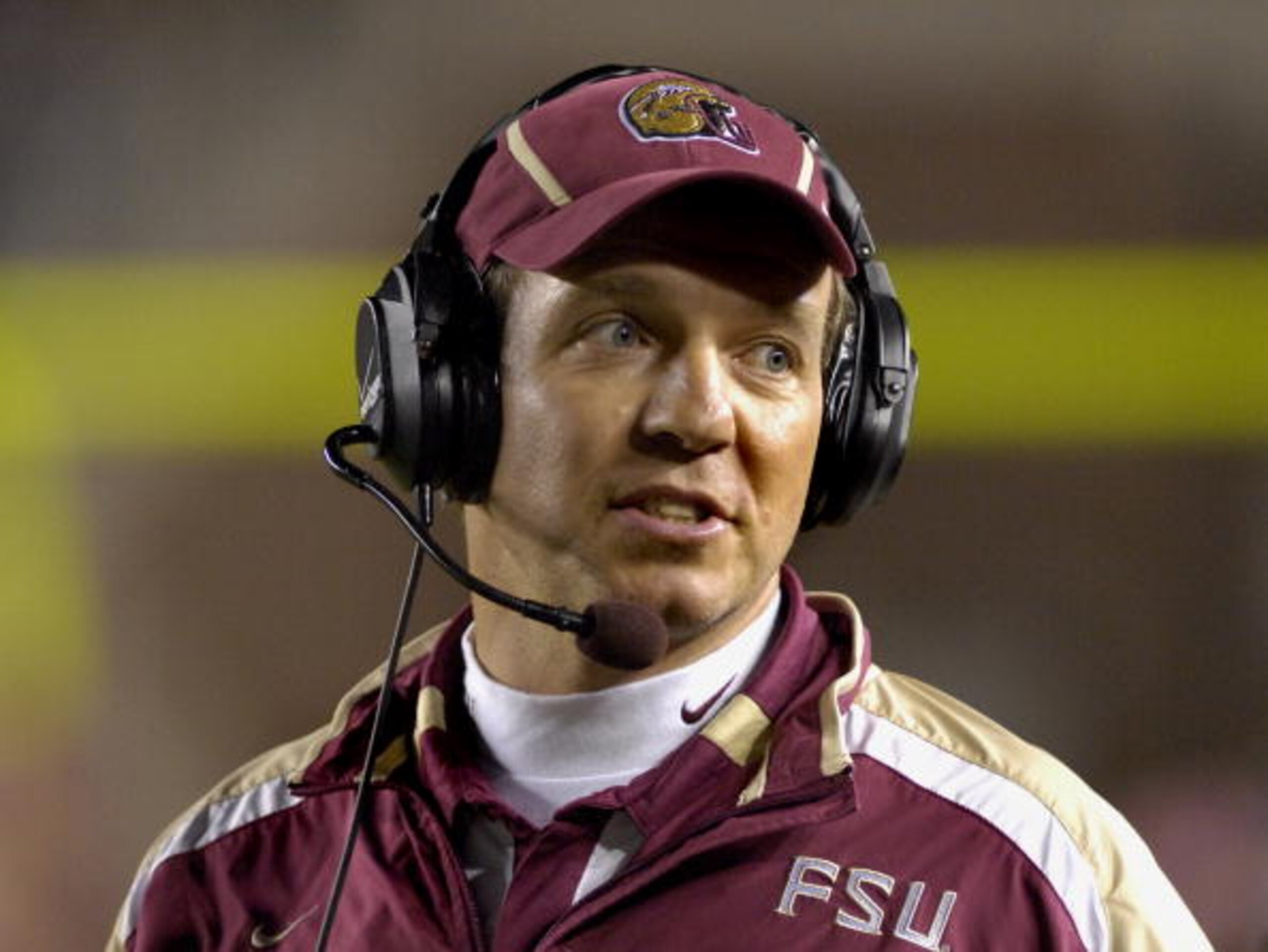TALLAHASSEE, FL - OCTOBER 27: Offensive coordinator Jimbo Fisher of the Florida State Seminoles directs play against the Duke Blue Devils at Doak Campbell Stadium on October 27, 2007 in Tallahassee, Florida.  FSU won 25-6. (Photo by Al Messerschmidt/Getty