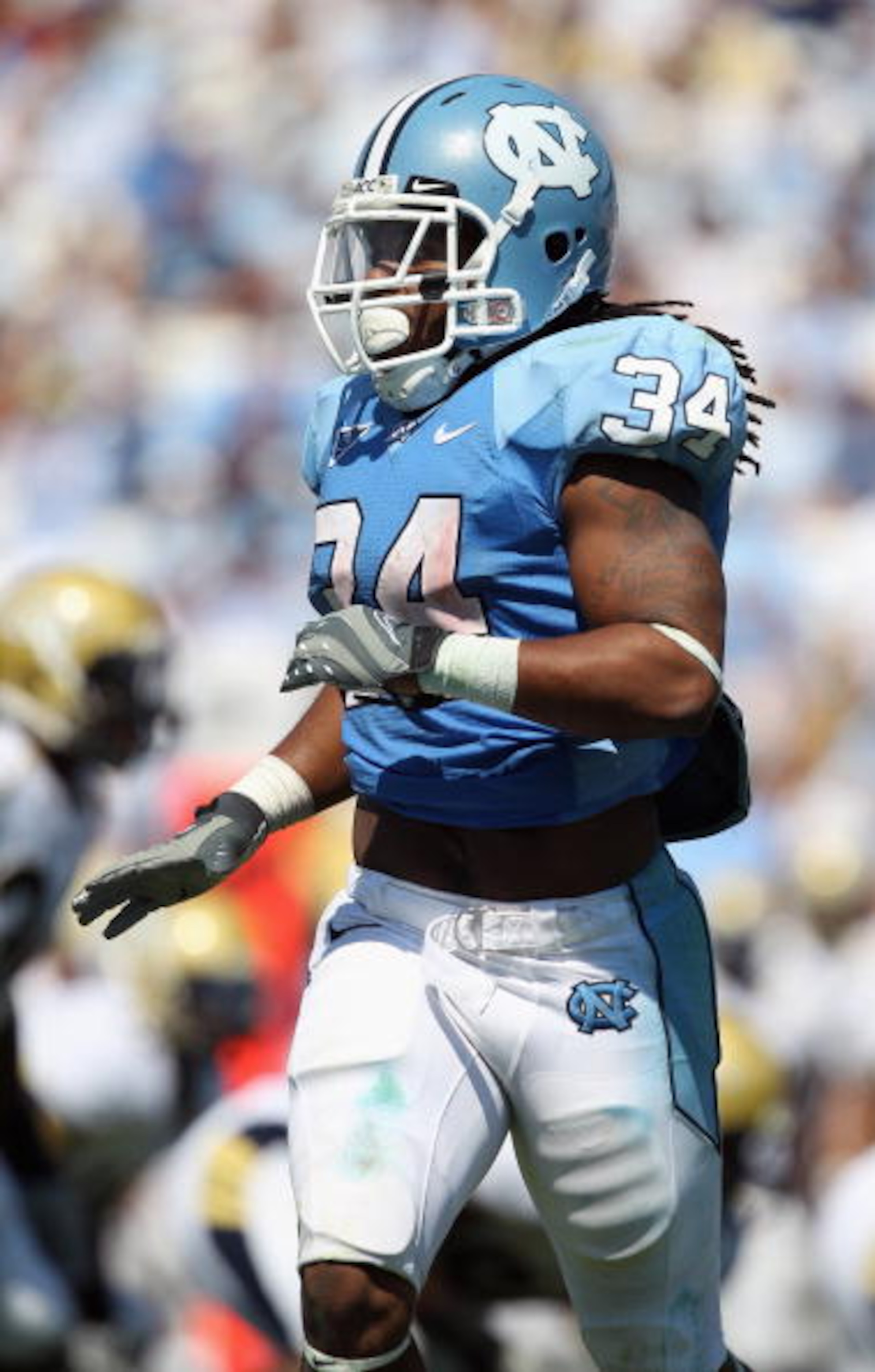CHAPEL HILL, NC - SEPTEMBER 18:  Johnny White #34 of the North Carolina Tar Heels during their game at Kenan Stadium on September 18, 2010 in Chapel Hill, North Carolina.  (Photo by Streeter Lecka/Getty Images)