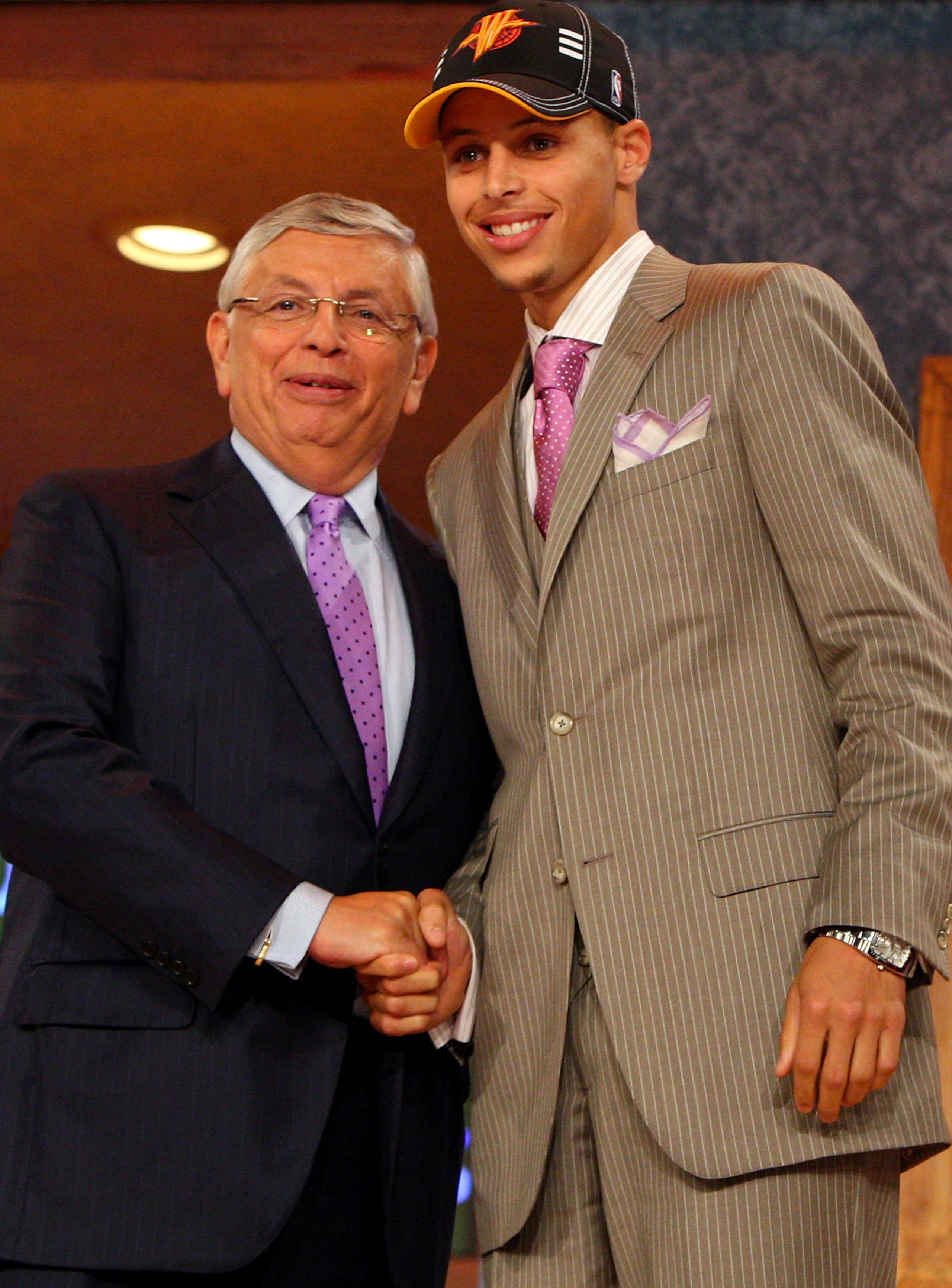 NEW YORK - JUNE 25: NBA Commissioner David Stern poses for a photograph with the seventh overall draft pick by the Golden State Warriors, Stephen Curry during the 2009 NBA Draft at the Wamu Theatre at Madison Square Garden June 25, 2009 in New York City NEW YORK - JUNE 25: NBA Commissioner David Stern poses for a photograph with the seventh overall draft pick by the Golden State Warriors, Stephen Curry during the 2009 NBA Draft at the Wamu Theatre at Madison Square Garden June 25, 2009 in New York City