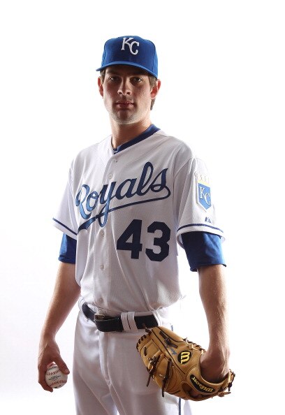 SURPRISE, AZ - FEBRUARY 23: Aaron Crow #43 of the Kansas City Royals poses for a portrait during Spring Training Media Day on February 23, 2011 at Surprise Stadium in Surprise, Arizona.. (Photo by Jonathan Ferrey/Getty Images)