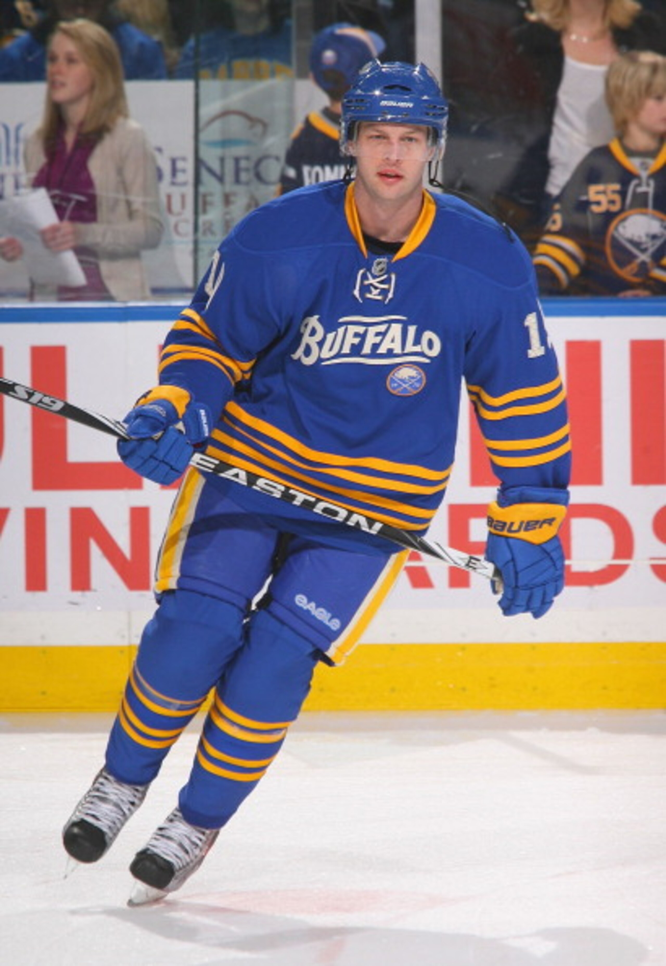 BUFFALO, NY - MARCH 15: Tim Connolly #19 of the Buffalo Sabres warms up prior to play against the Carolina Hurricanes at HSBC Arena on March 15, 2011 in Buffalo, New York. Carolina won 1-0.  (Photo by Rick Stewart/Getty Images)